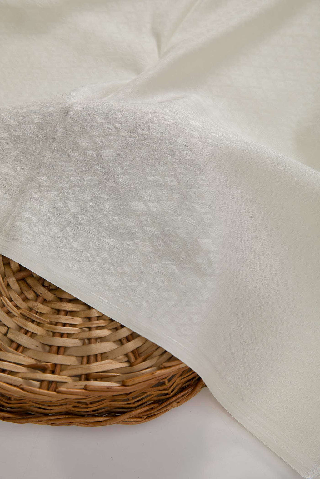 Off White Chanderi Silk Dress Material