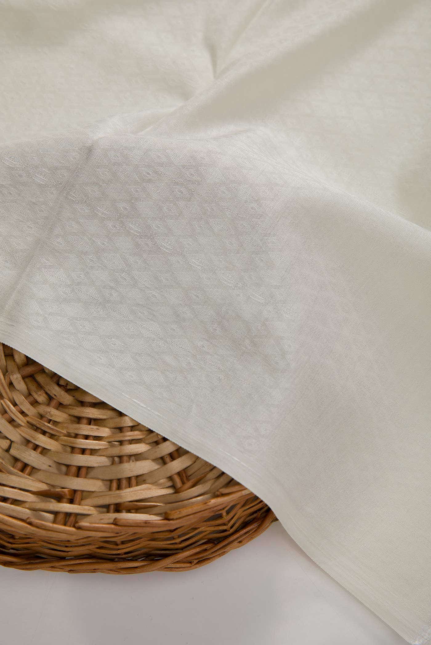 Off White Chanderi Silk Dress Material