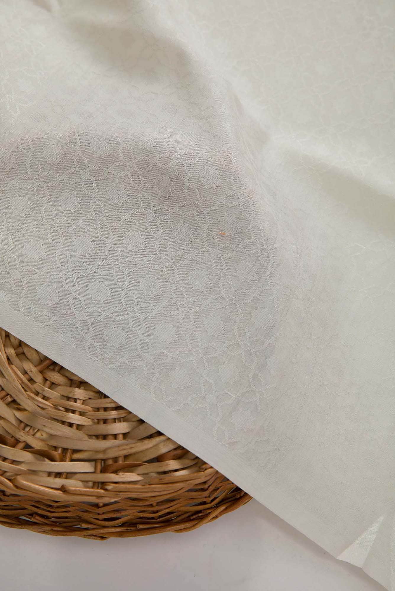 Off White Chanderi Silk Dress Material