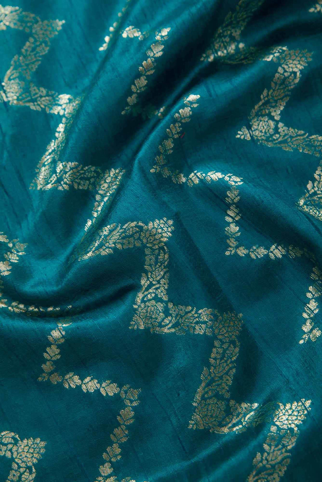 Peacock Blue Raw Silk Dress Material