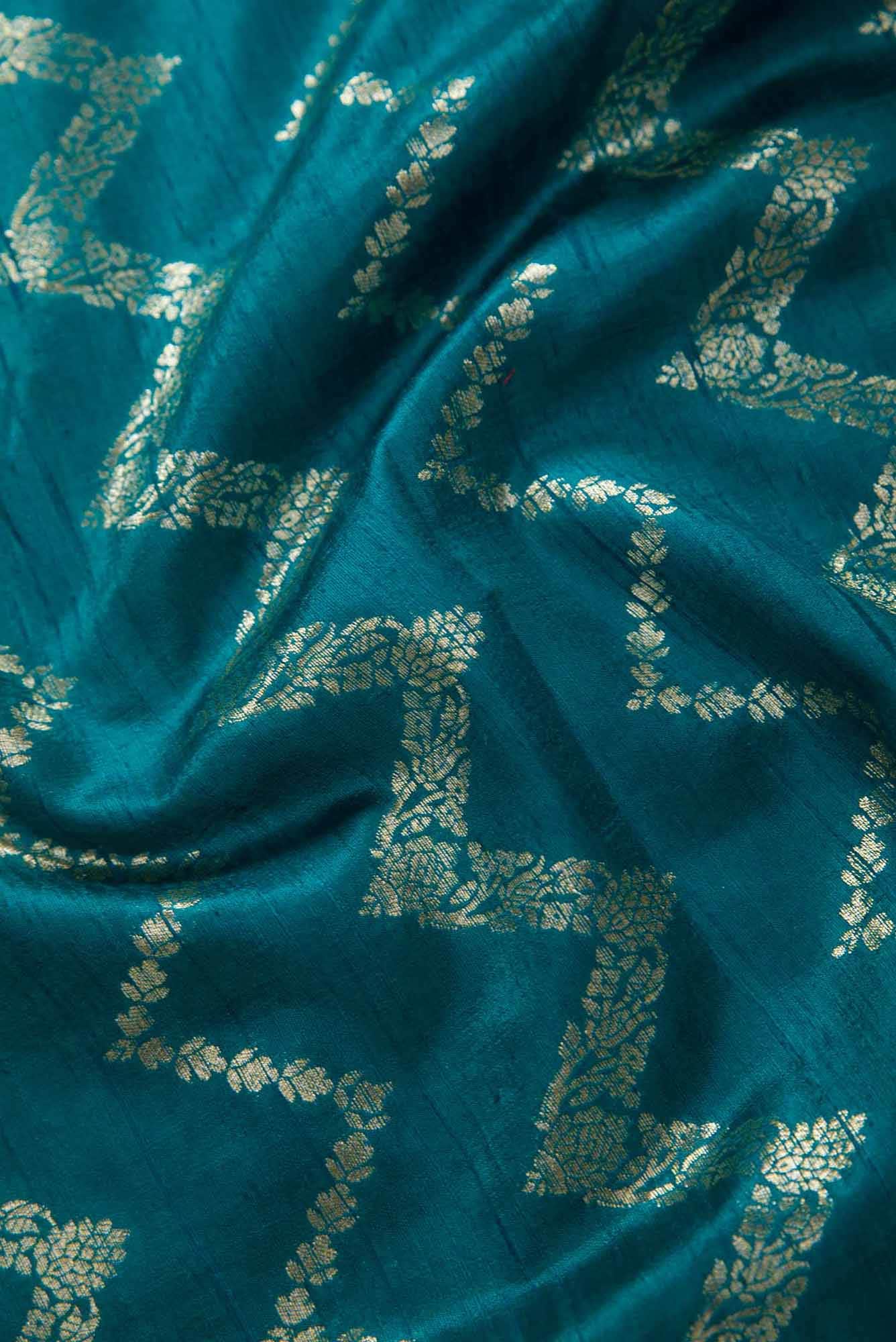 Peacock Blue Raw Silk Dress Material