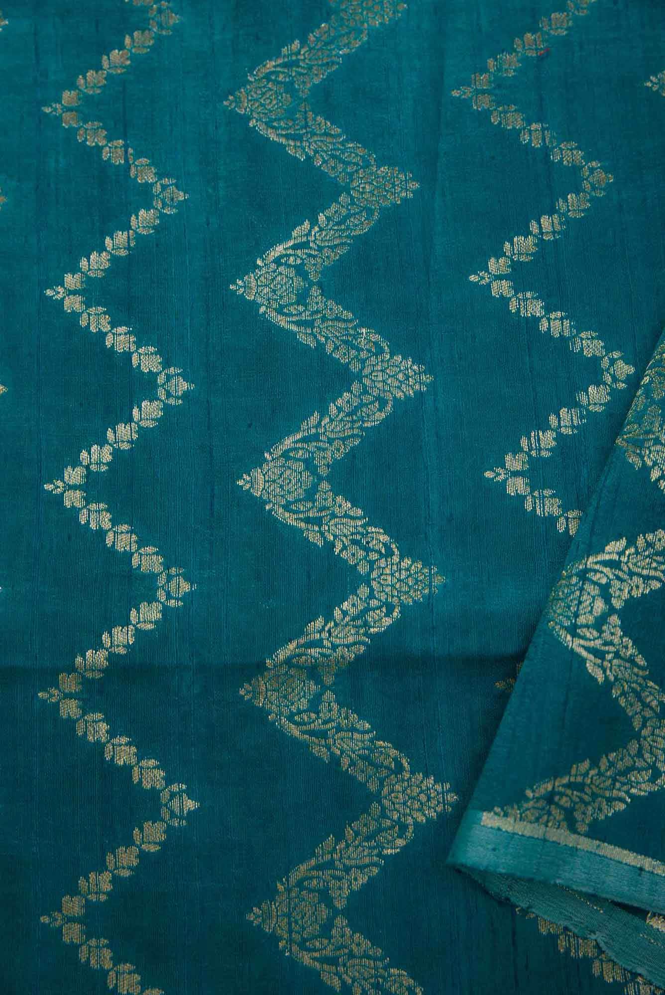 Peacock Blue Raw Silk Dress Material