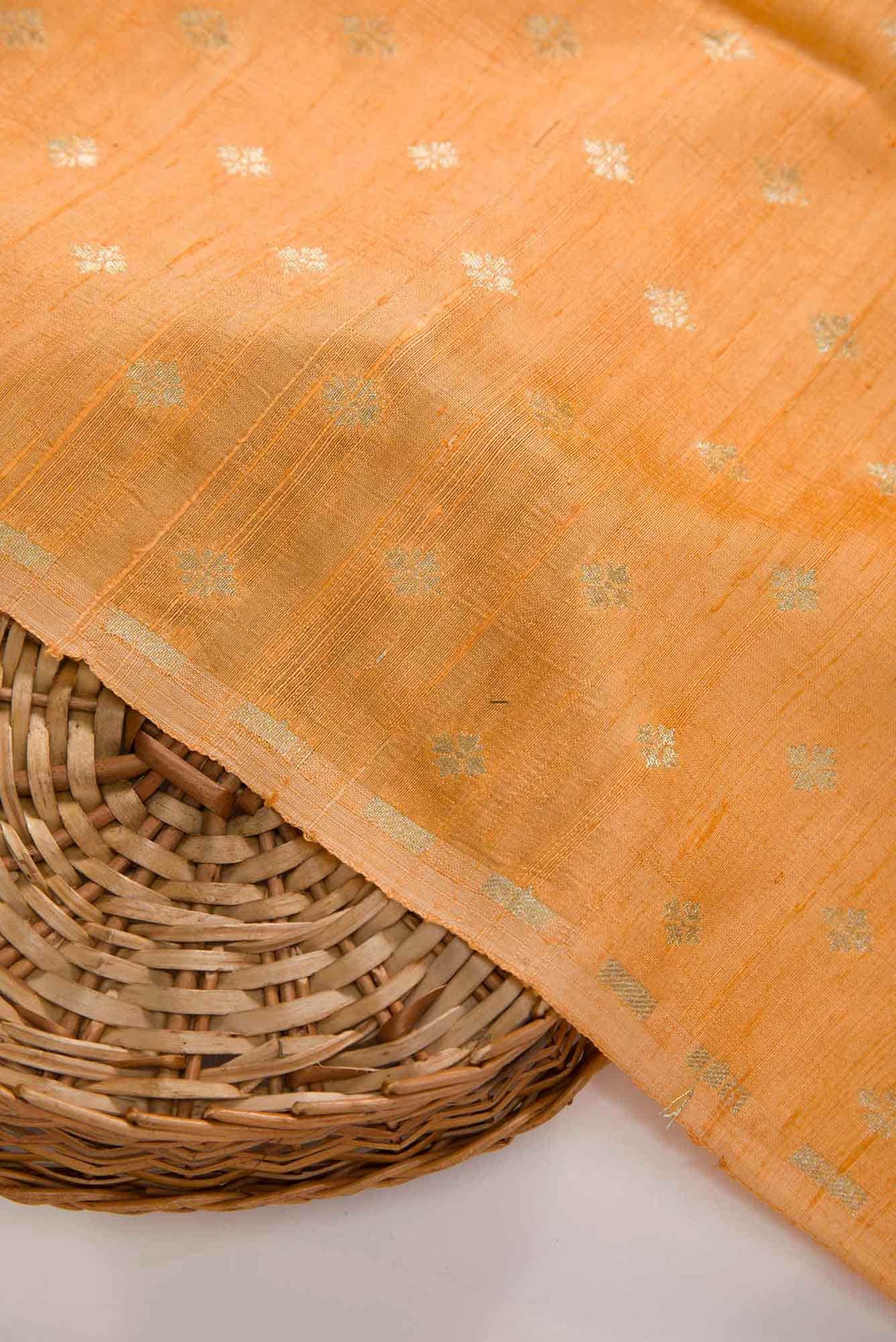 Peach Raw Silk Dress Material