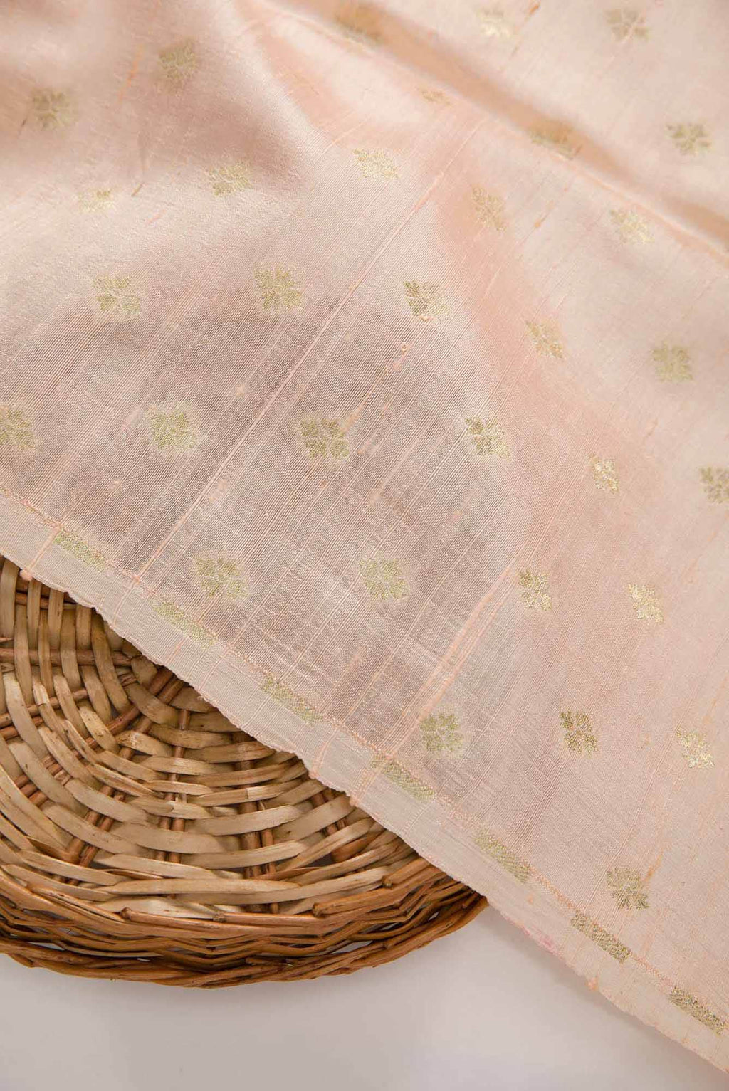 Rose Gold Raw Silk Dress Material