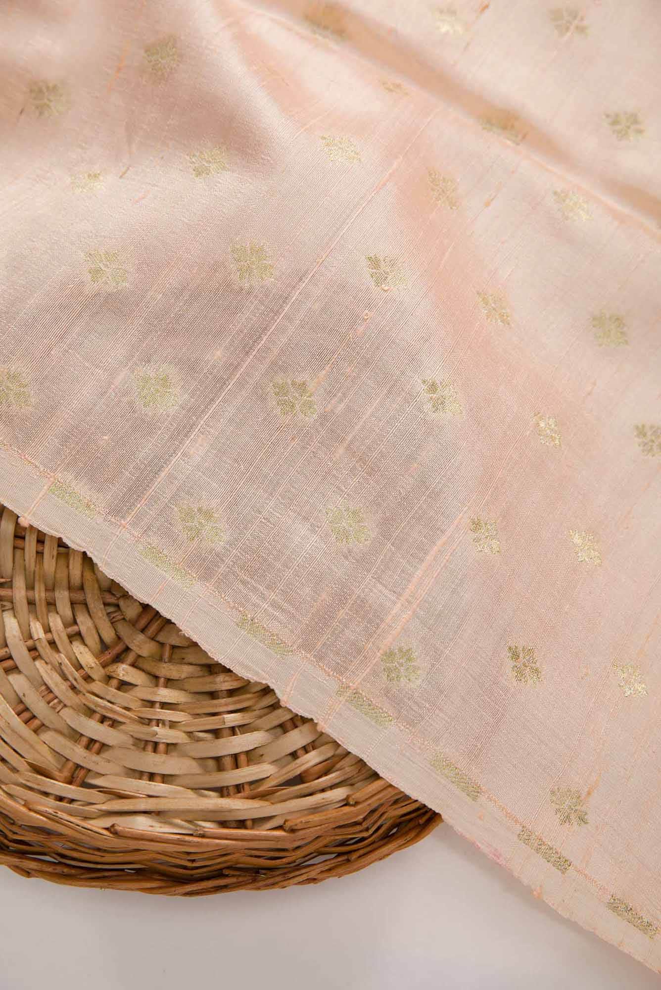 Rose Gold Raw Silk Dress Material