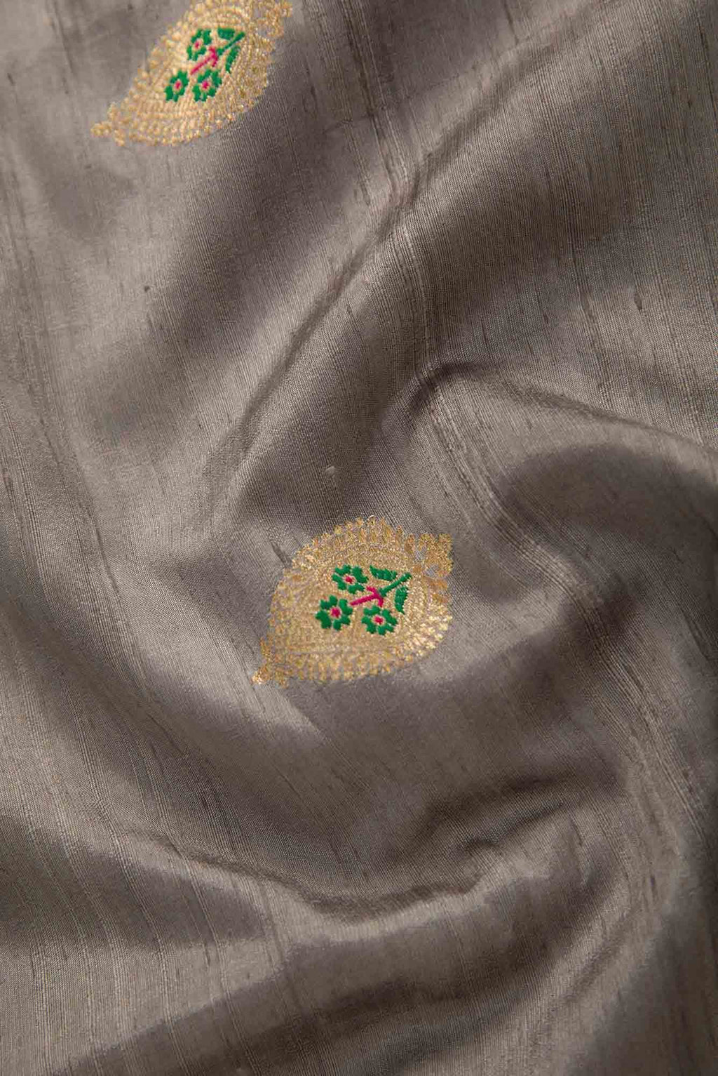 Grey Raw Silk Dress Material