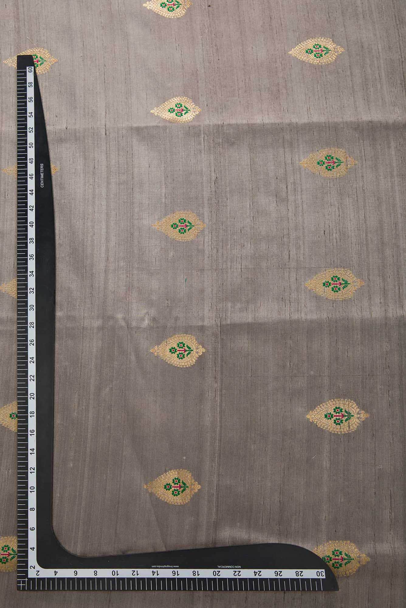 Grey Raw Silk Dress Material