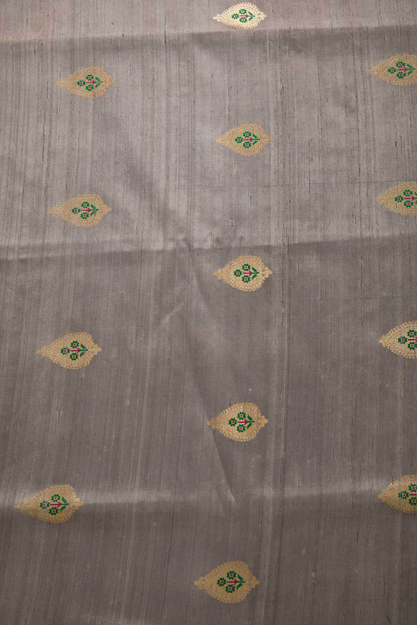 Grey Raw Silk Dress Material