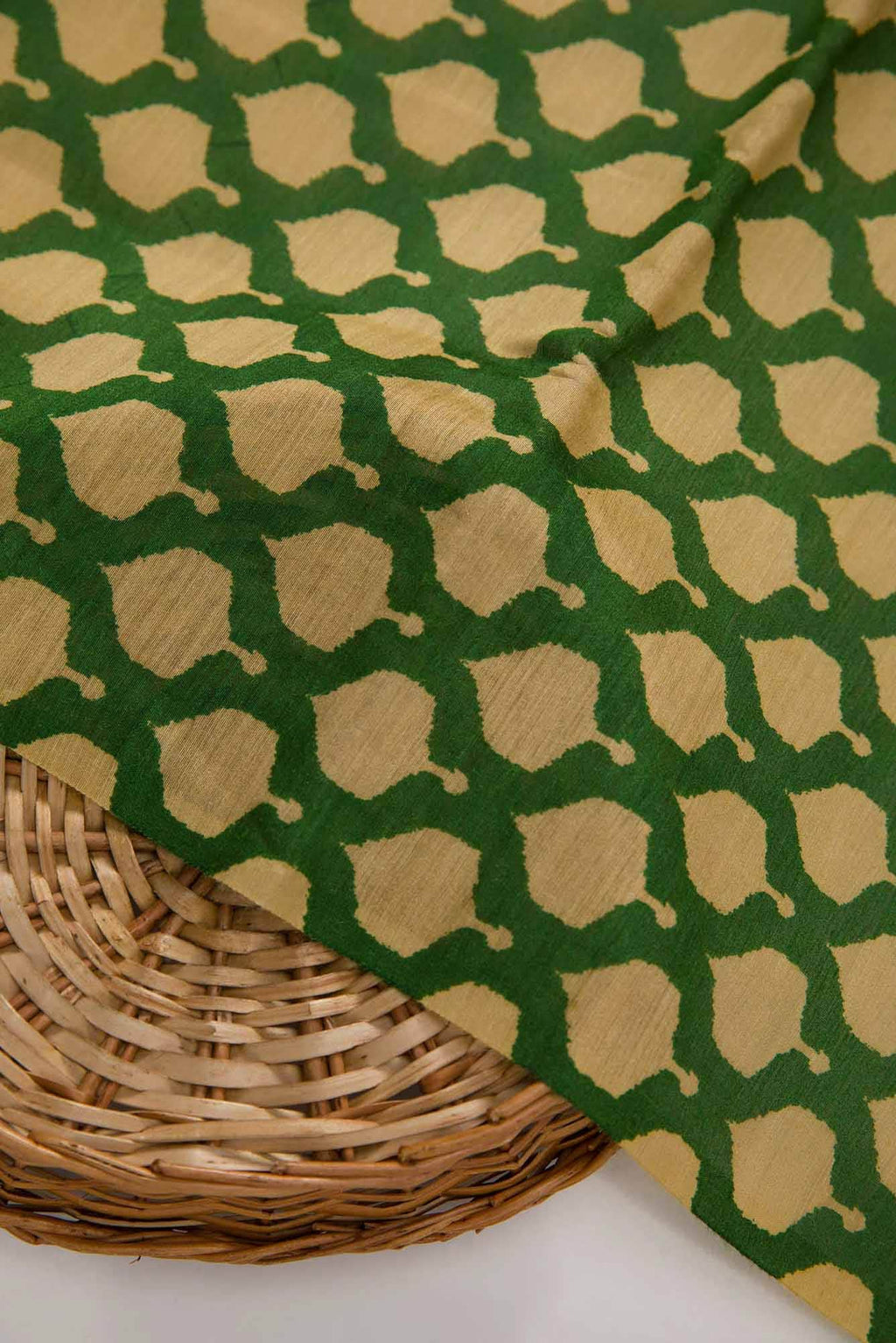 Green Chanderi Silk Dress Material