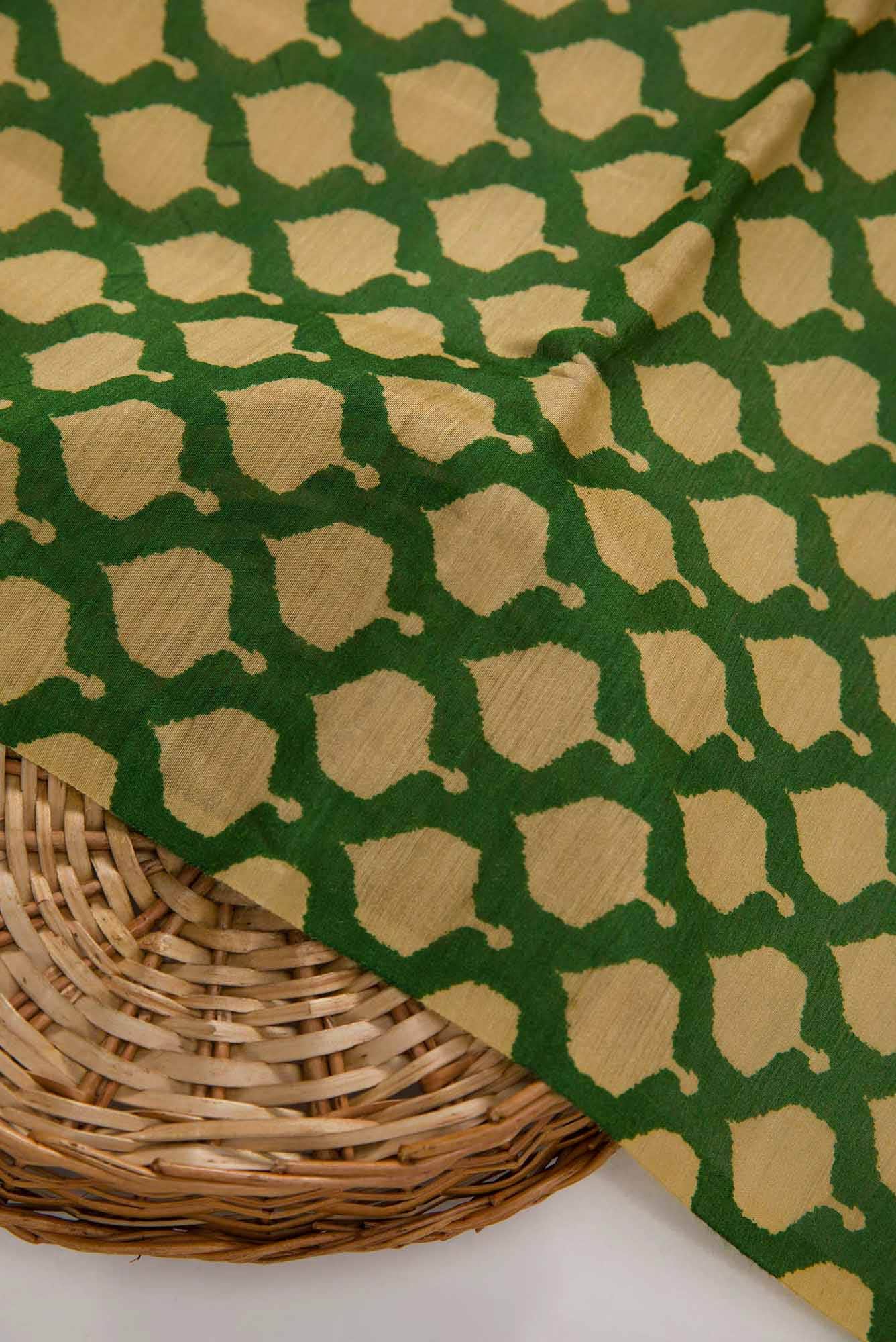 Green Chanderi Silk Dress Material