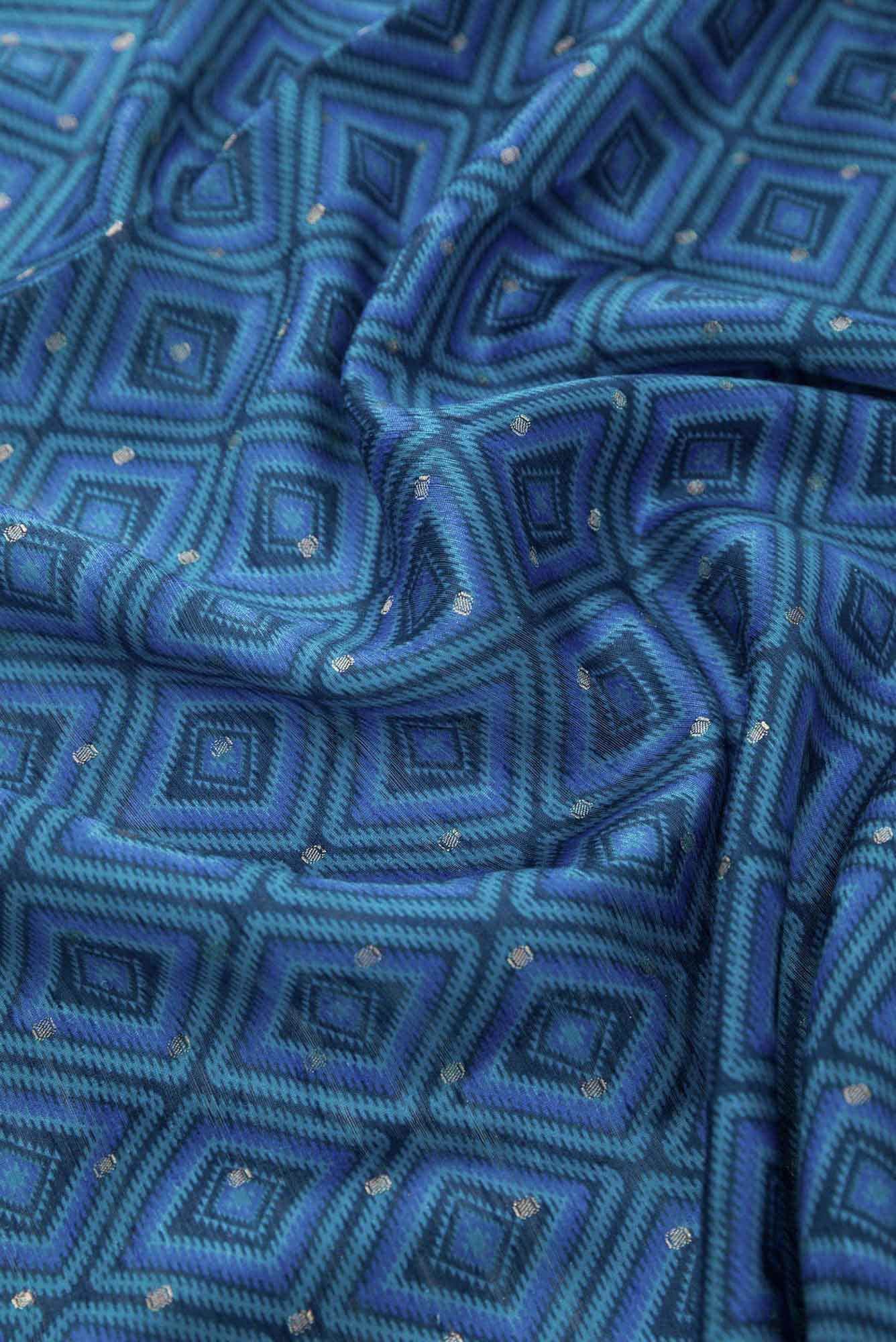 Blue Chanderi Silk Dress Material