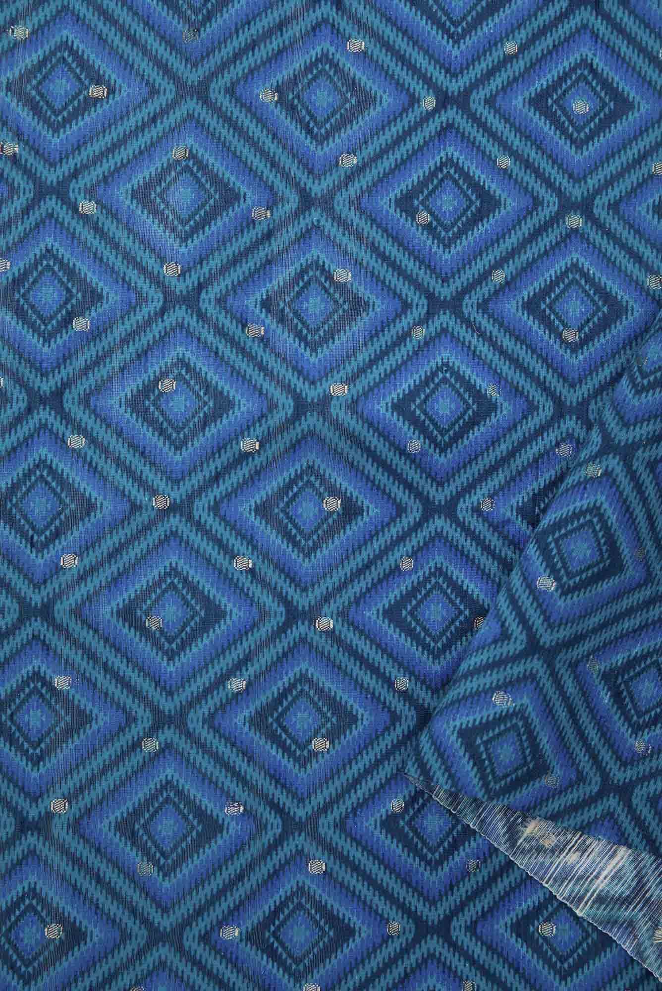 Blue Chanderi Silk Dress Material