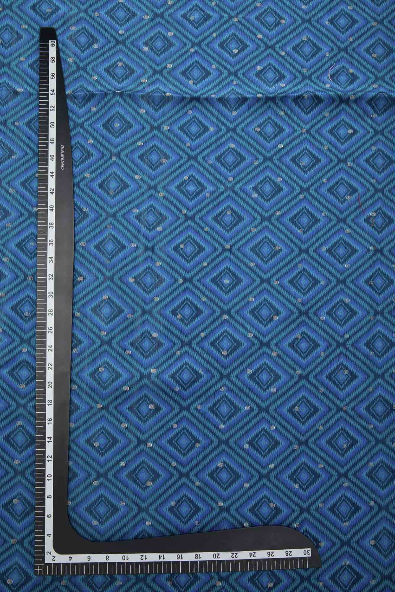 Blue Chanderi Silk Dress Material