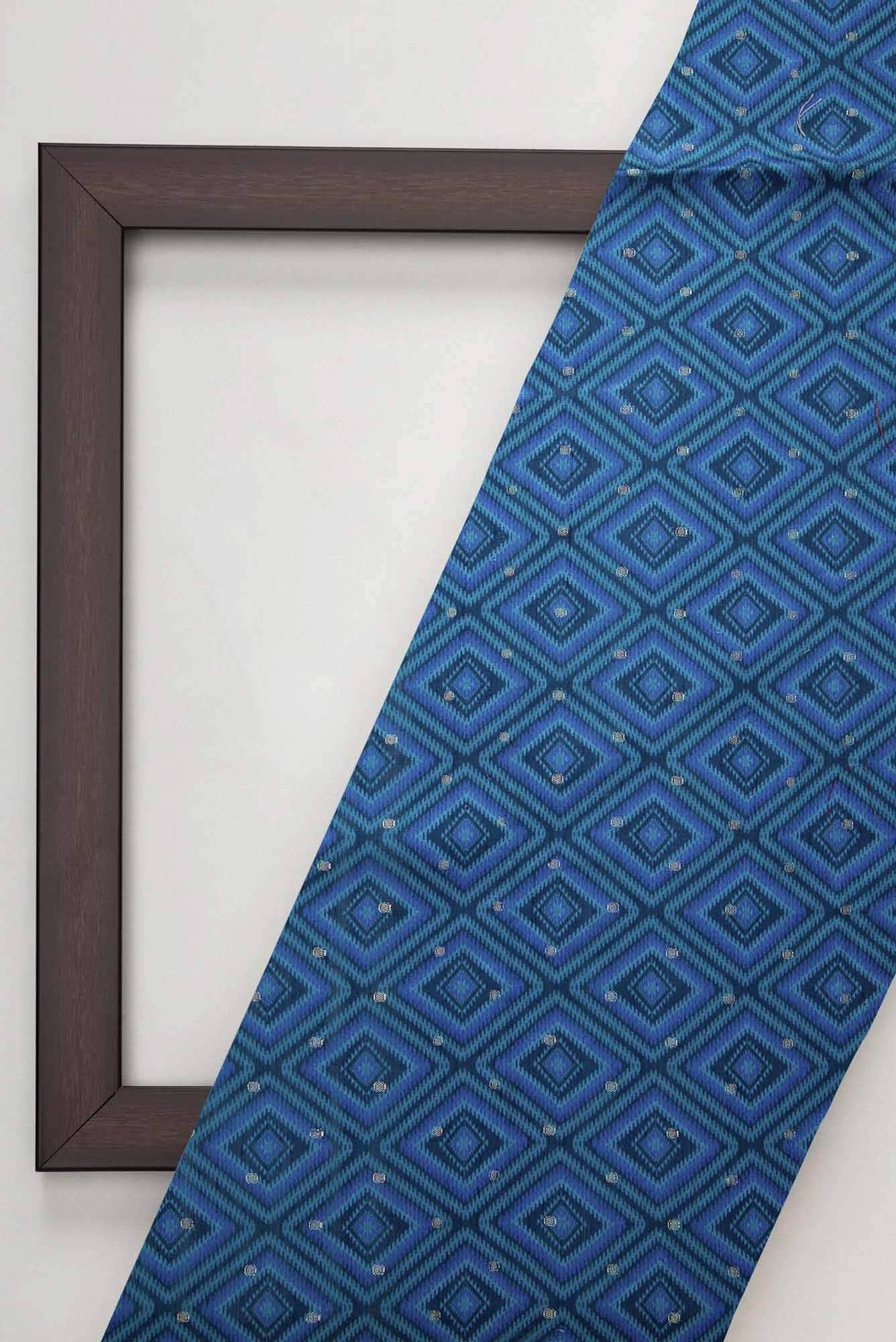 Blue Chanderi Silk Dress Material