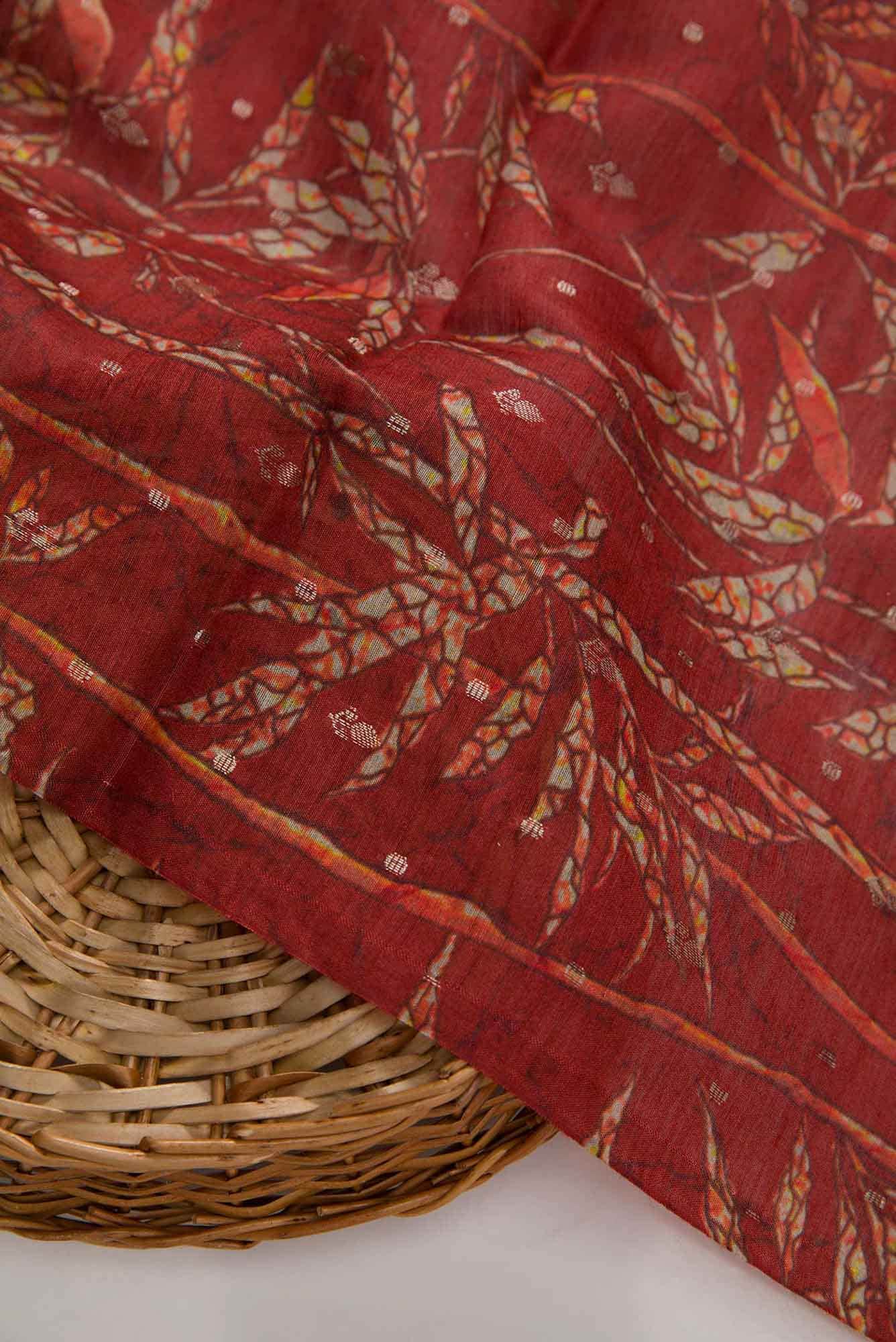Maroon Chanderi Silk Dress Material