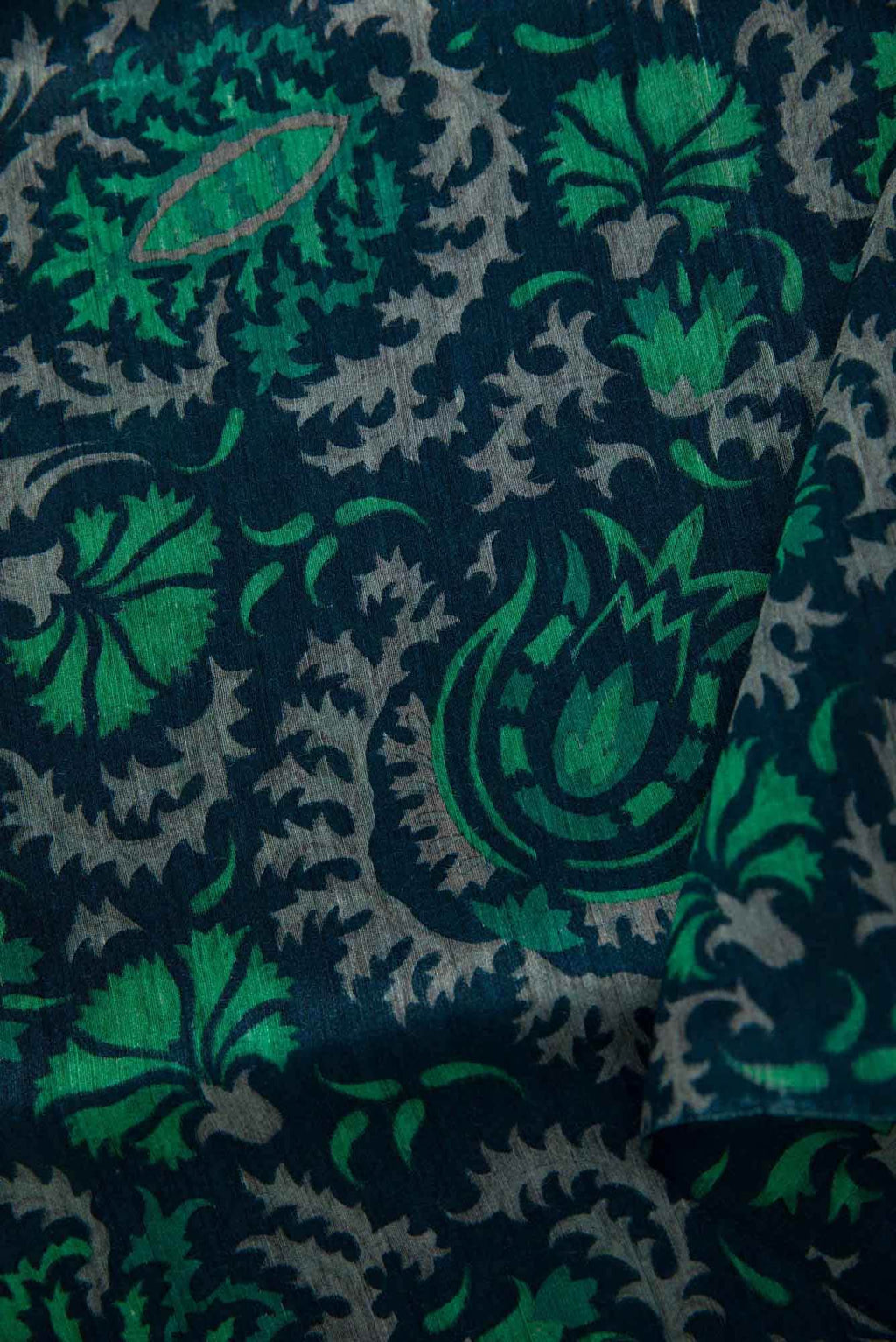 Navy Blue Tussar Silk Dress Material