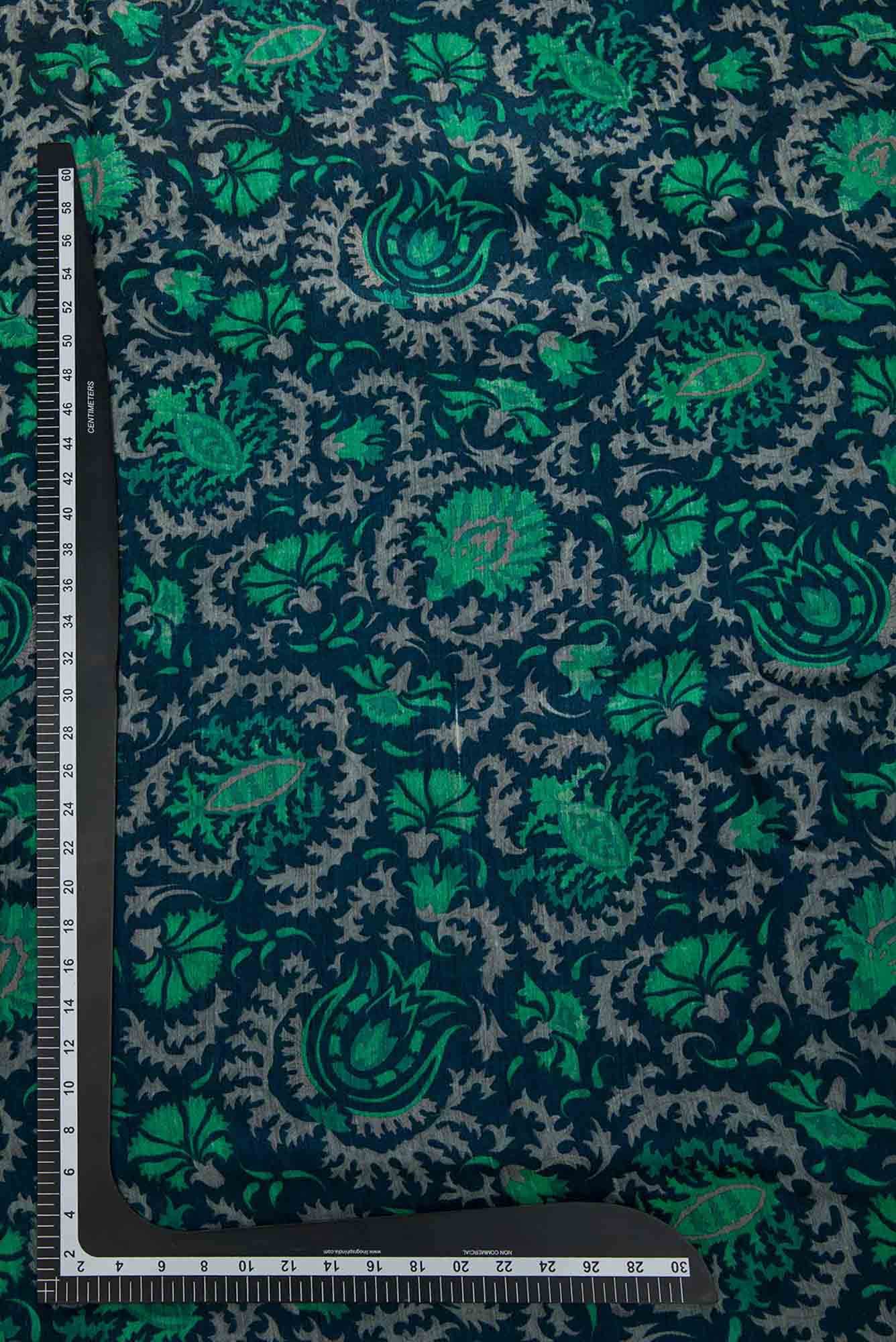 Navy Blue Tussar Silk Dress Material