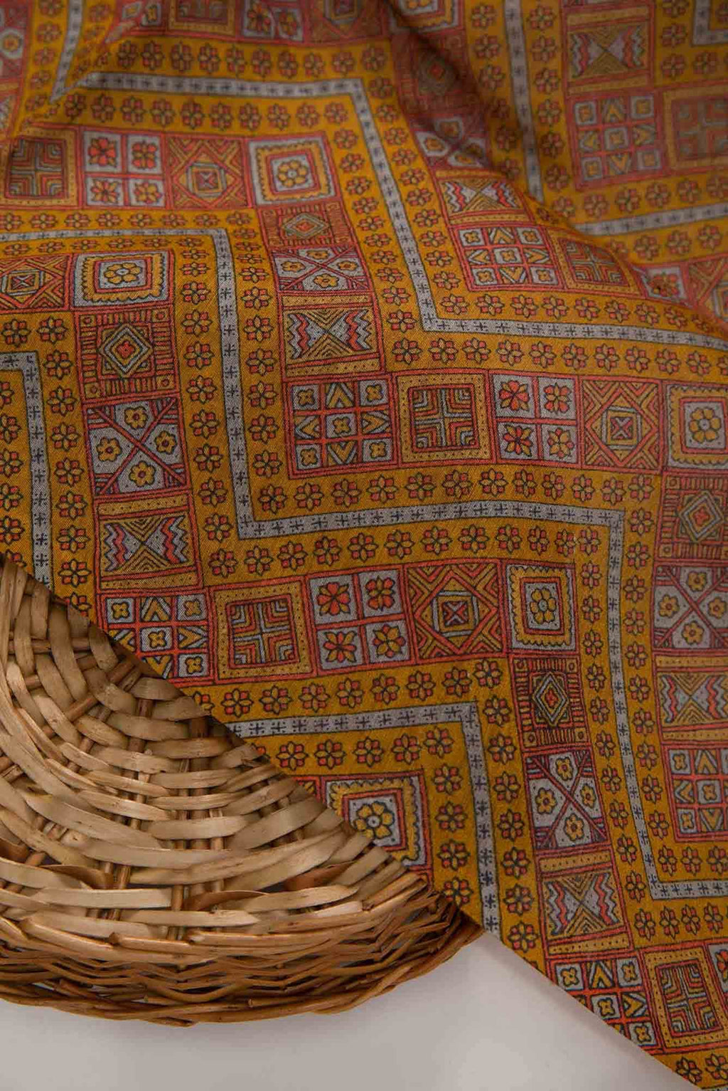 Mustard Tussar Silk Dress Material