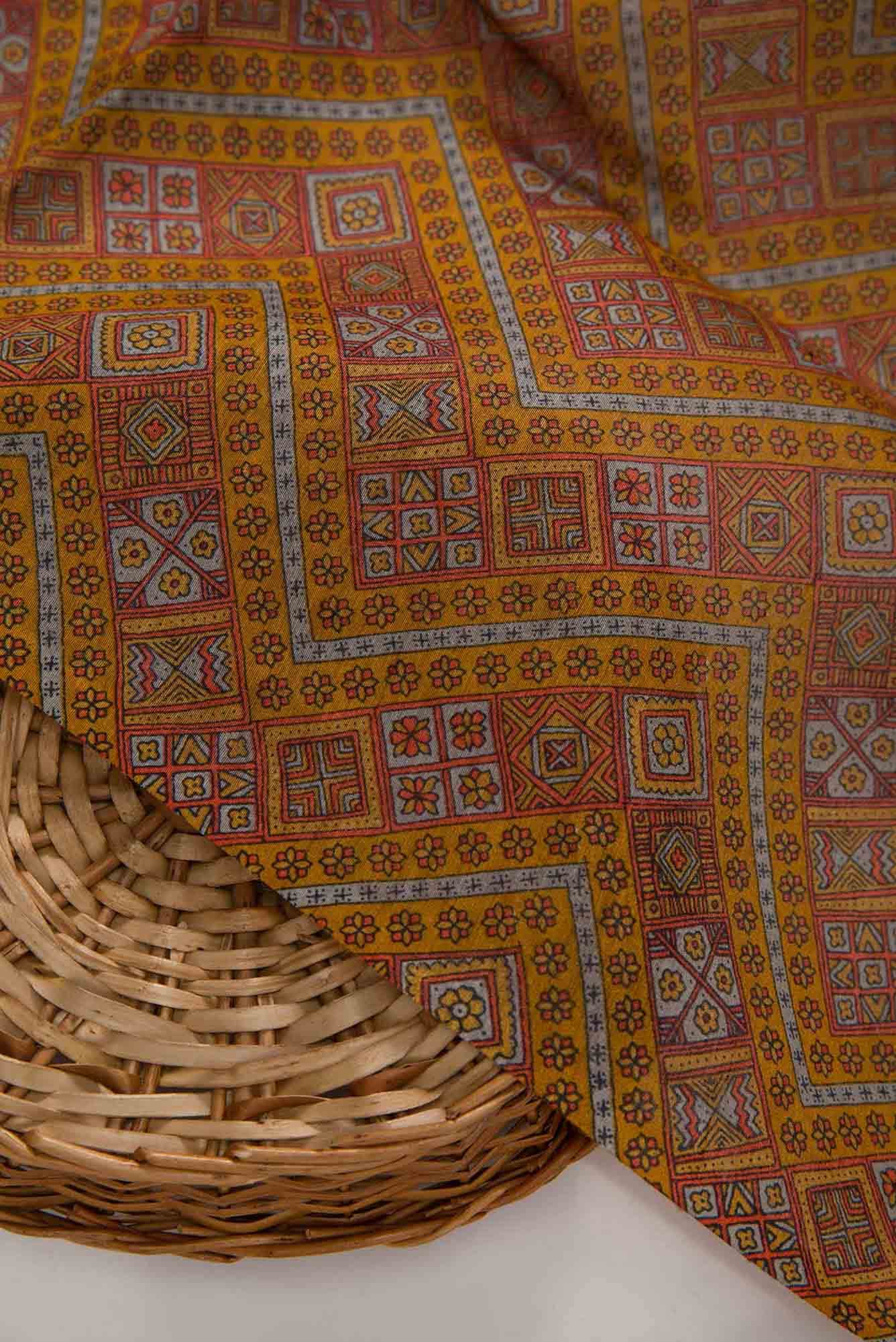 Mustard Tussar Silk Dress Material
