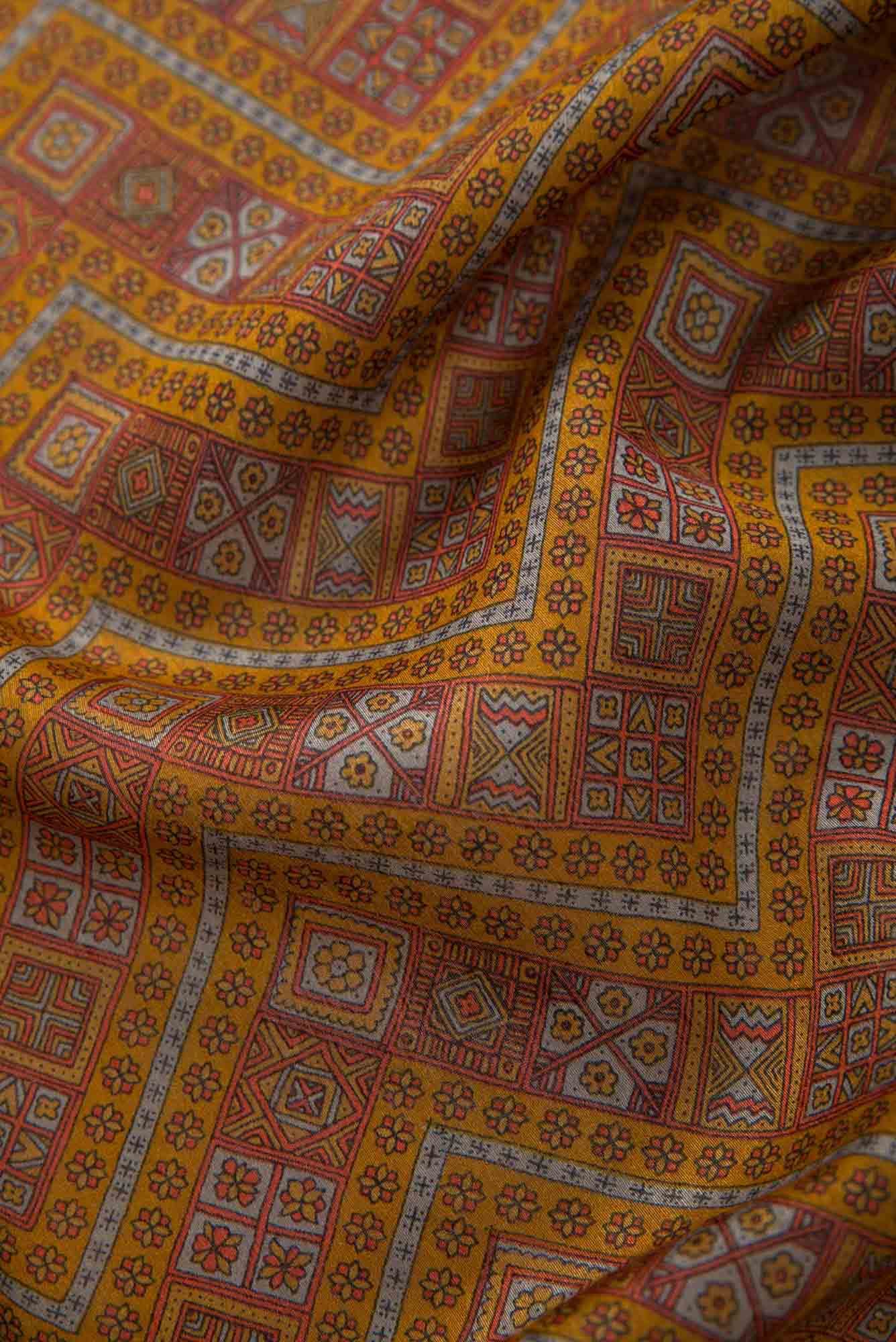 Mustard Tussar Silk Dress Material
