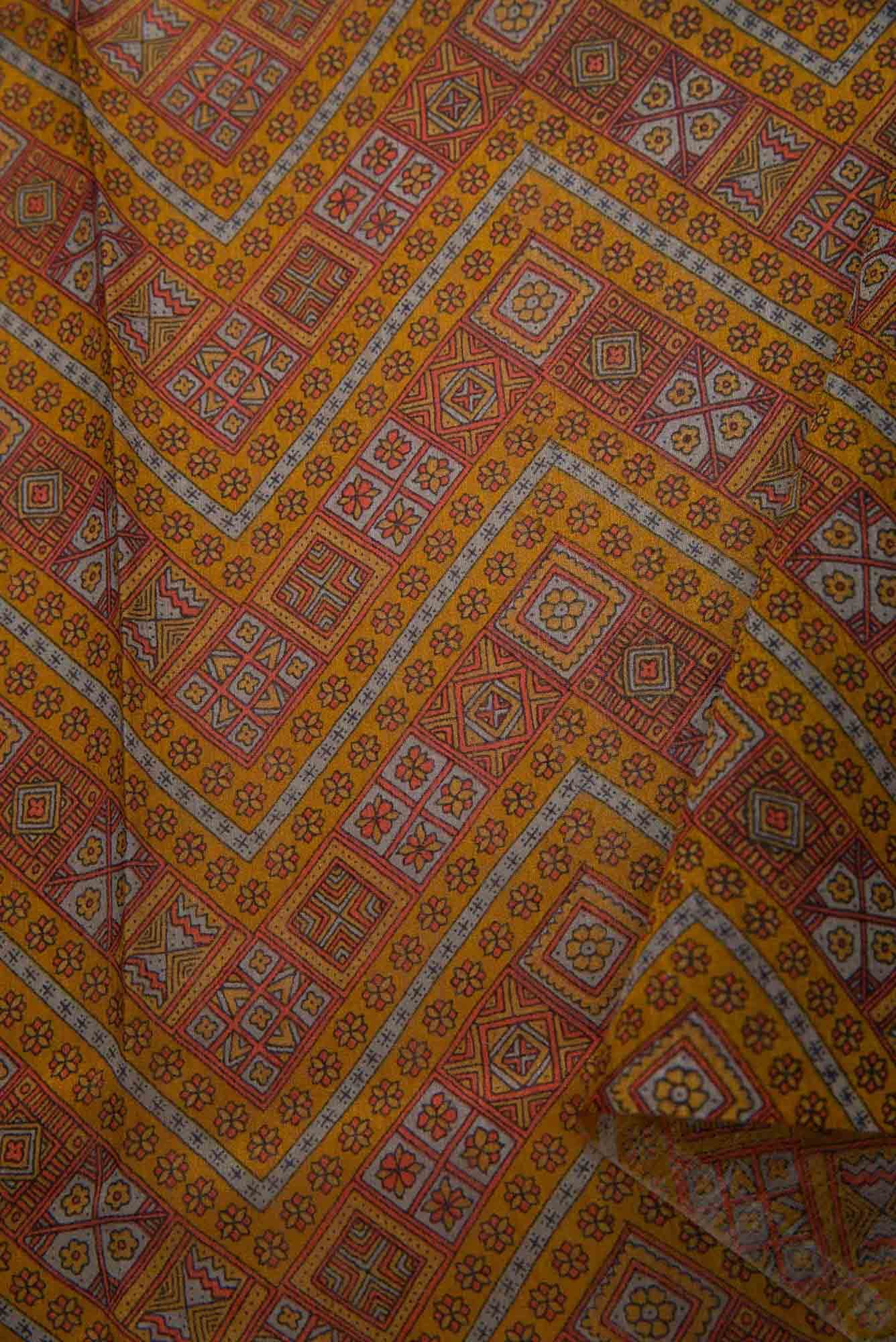 Mustard Tussar Silk Dress Material