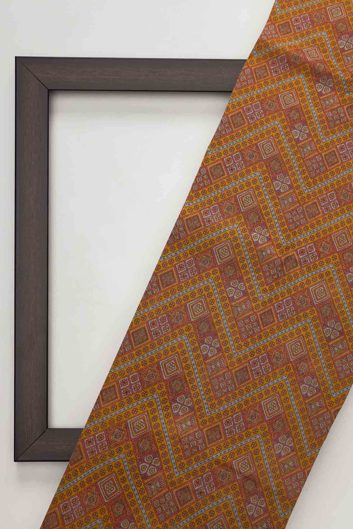 Mustard Tussar Silk Dress Material
