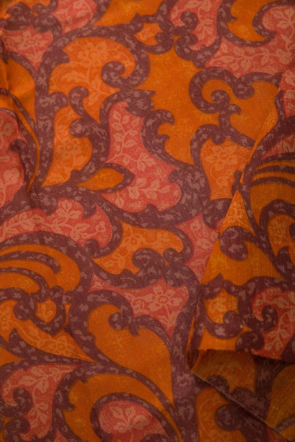 Orange Tussar Silk Dress Material
