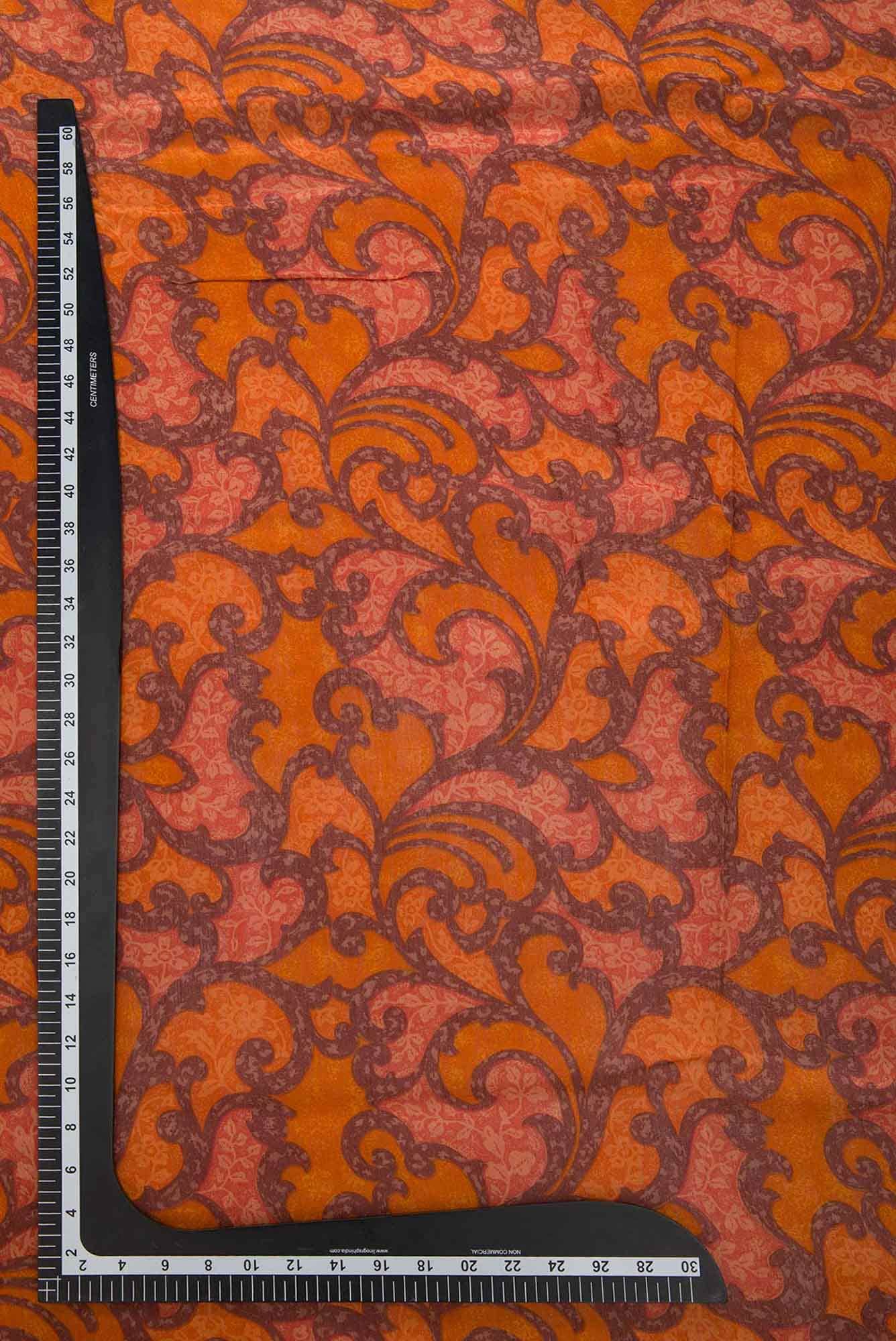 Orange Tussar Silk Dress Material
