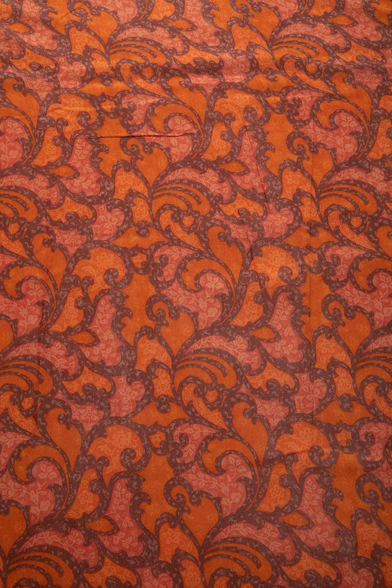Orange Tussar Silk Dress Material