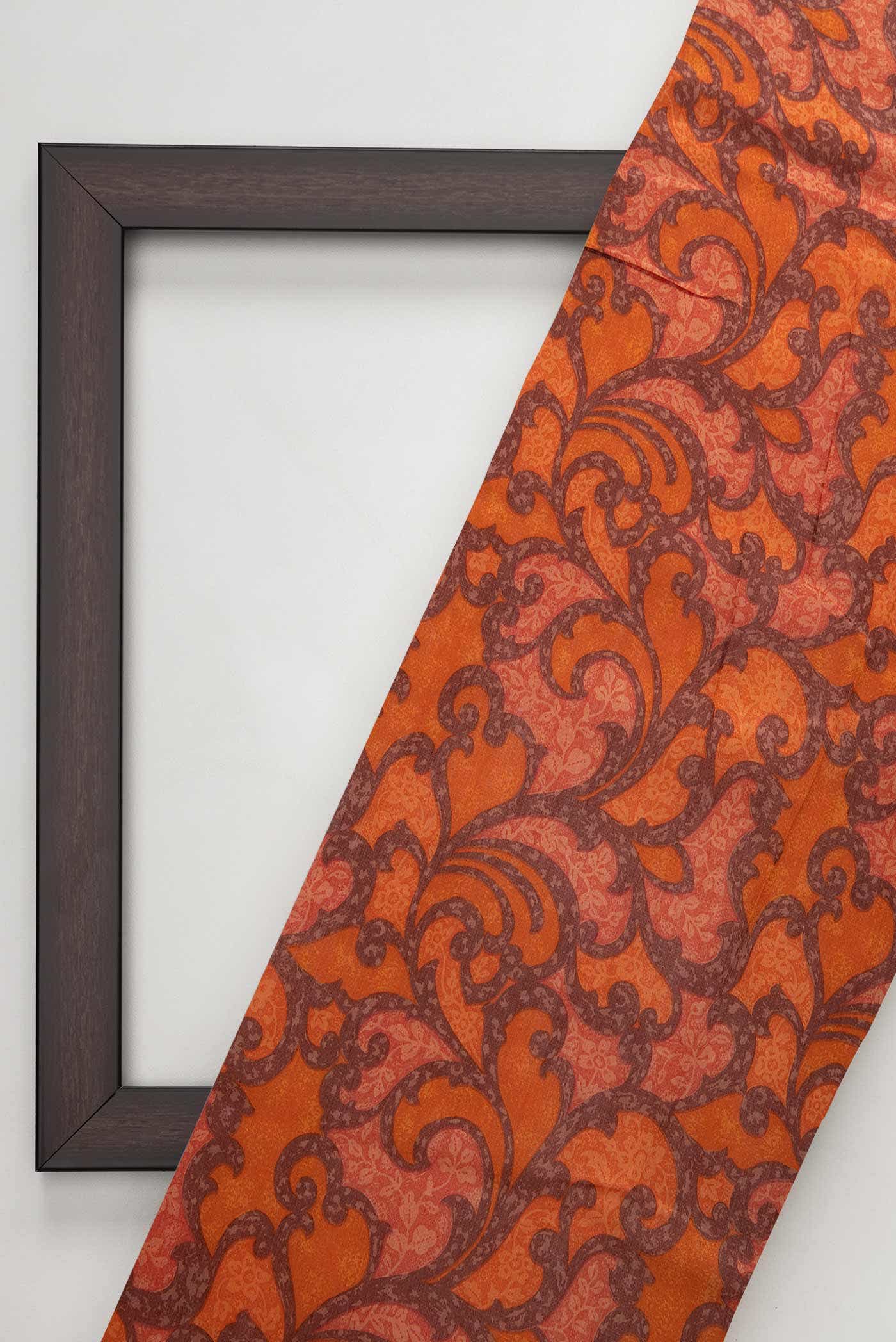 Orange Tussar Silk Dress Material
