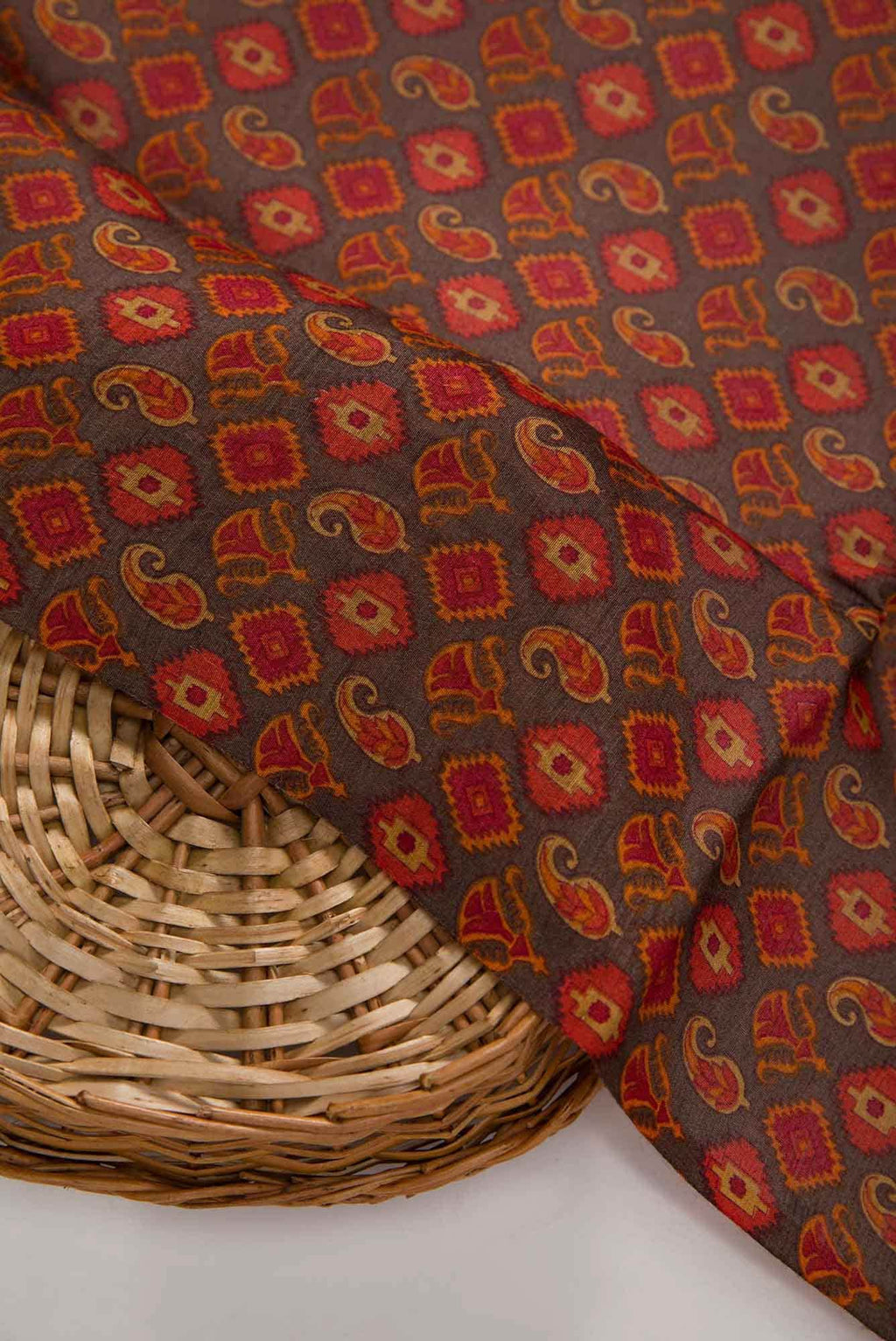 Brown Tussar Silk Dress Material