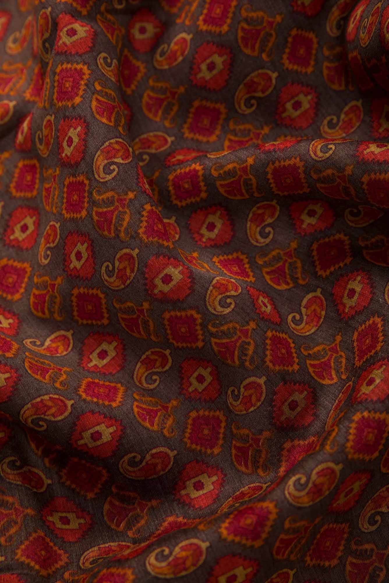 Brown Tussar Silk Dress Material