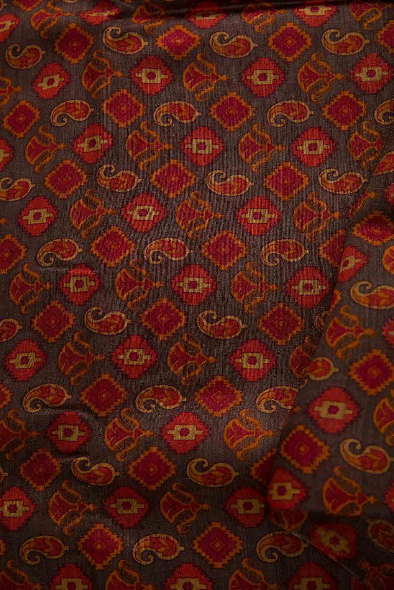 Brown Tussar Silk Dress Material