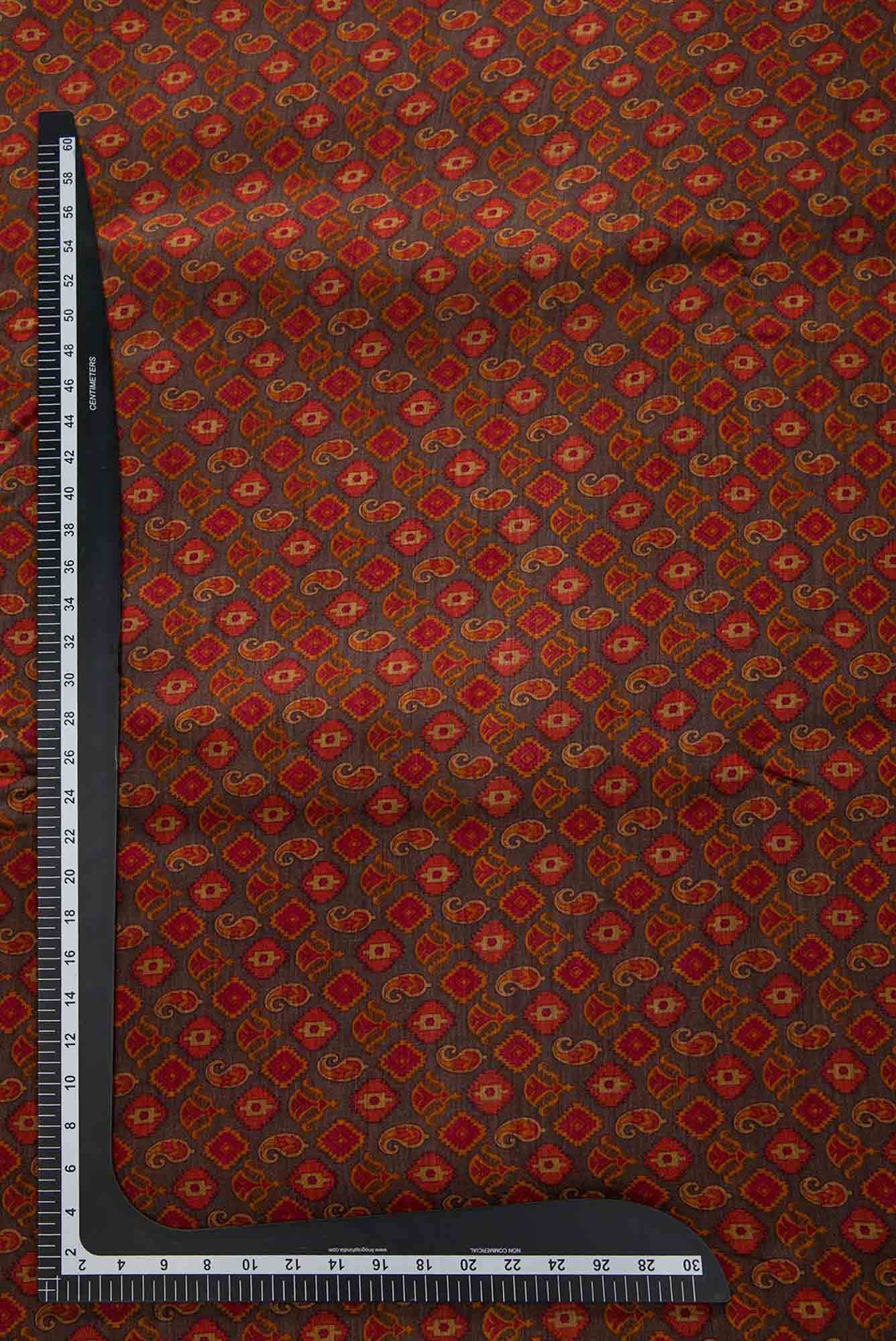 Brown Tussar Silk Dress Material