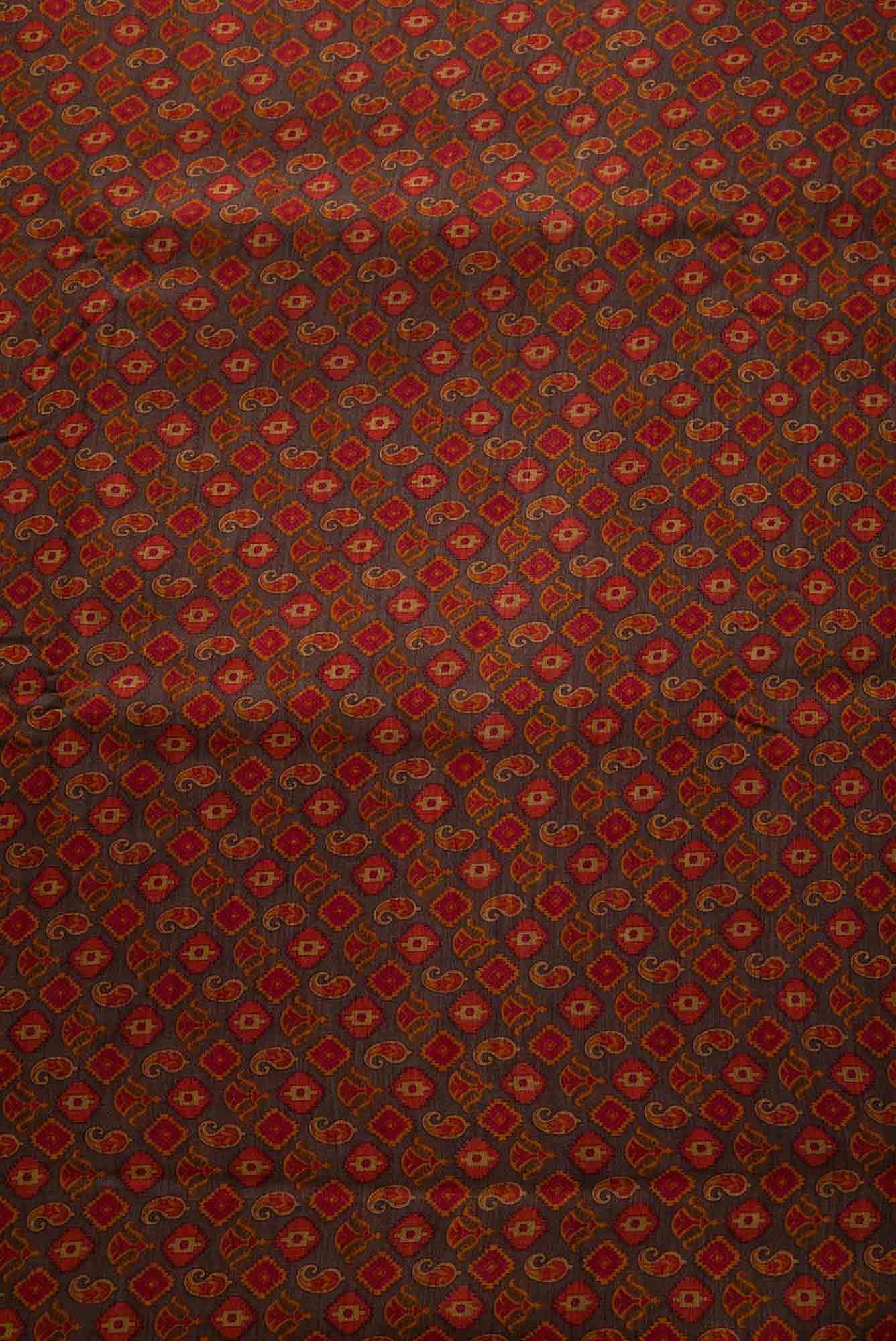 Brown Tussar Silk Dress Material