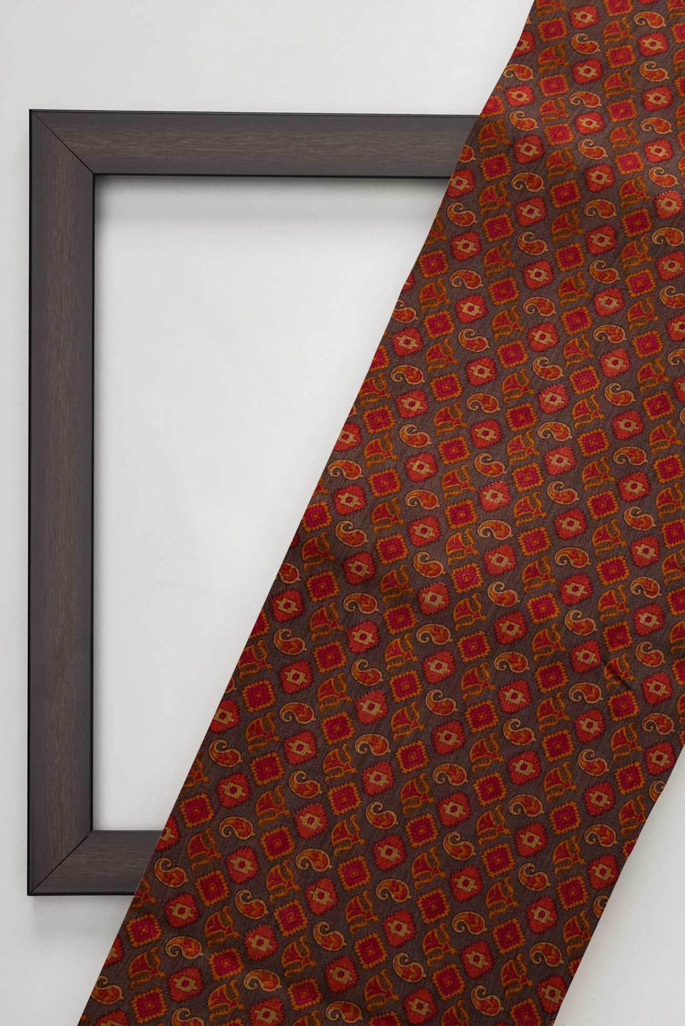 Brown Tussar Silk Dress Material