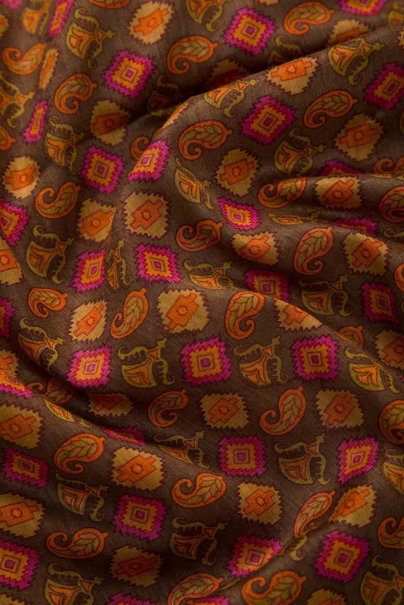 Brown Tussar Silk Dress Material