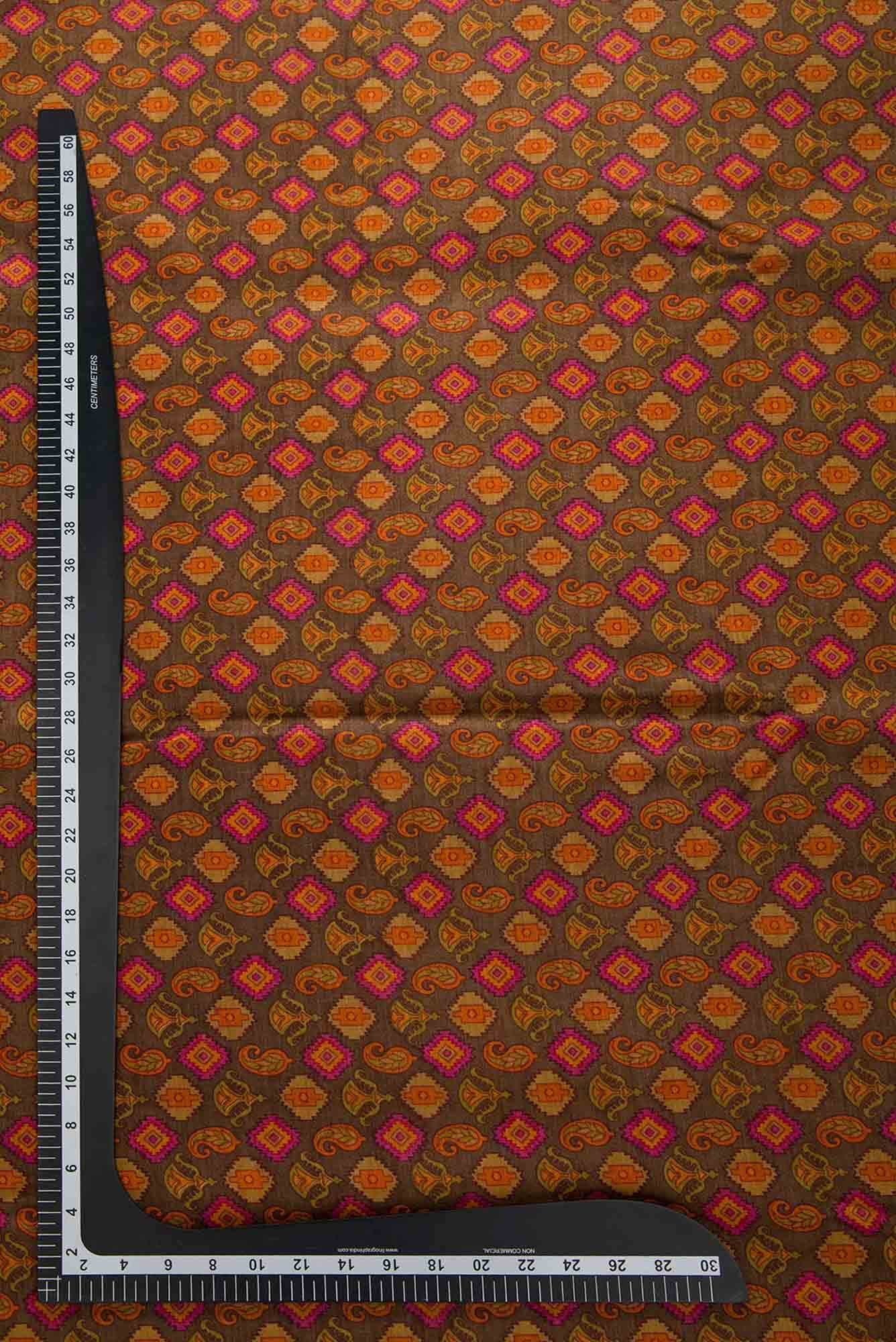 Brown Tussar Silk Dress Material