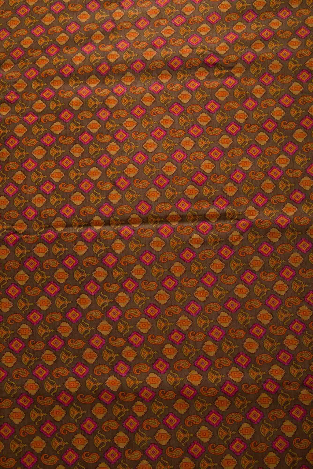 Brown Tussar Silk Dress Material
