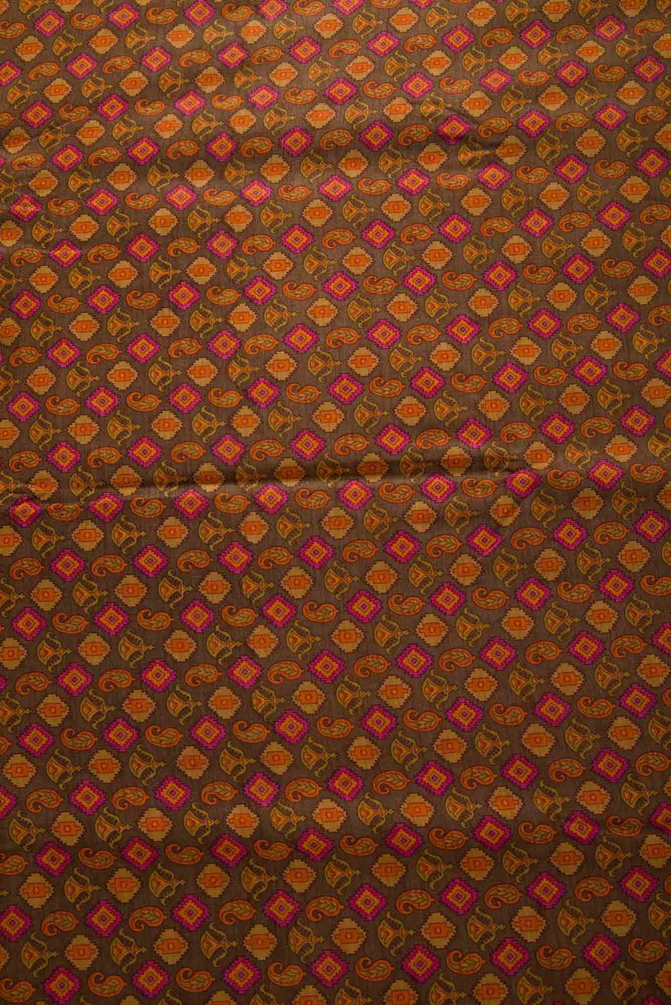 Brown Tussar Silk Dress Material