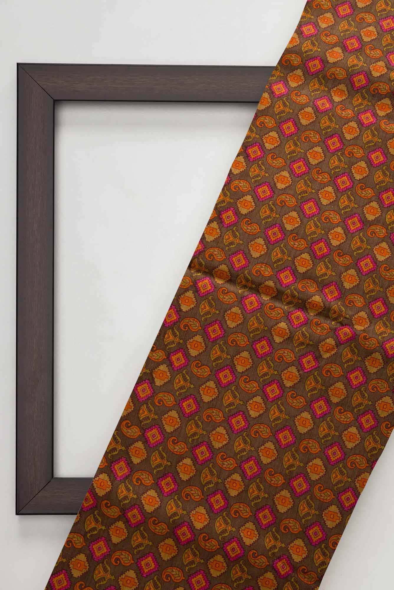 Brown Tussar Silk Dress Material