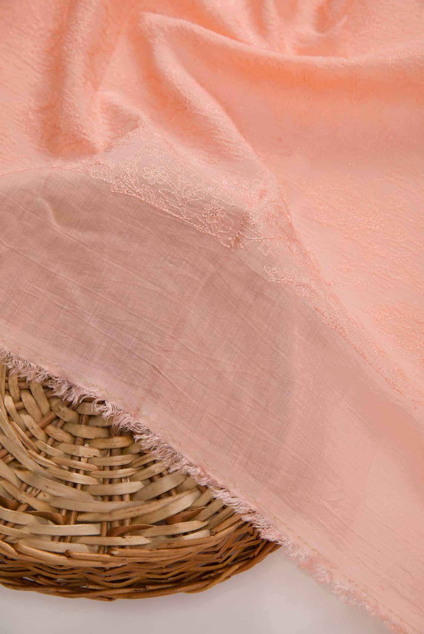 Peach Tussar Silk Dress Material