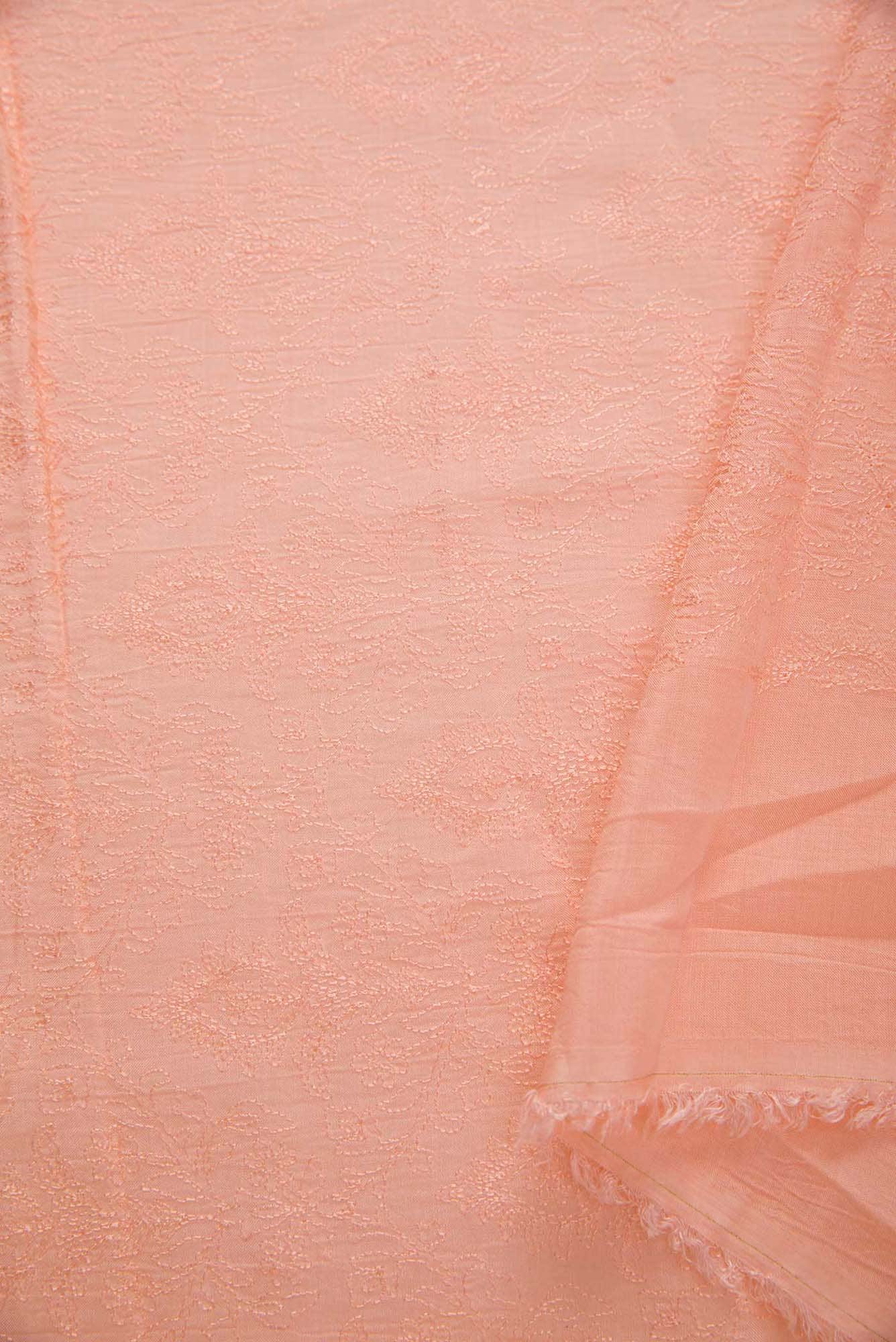 Peach Tussar Silk Dress Material