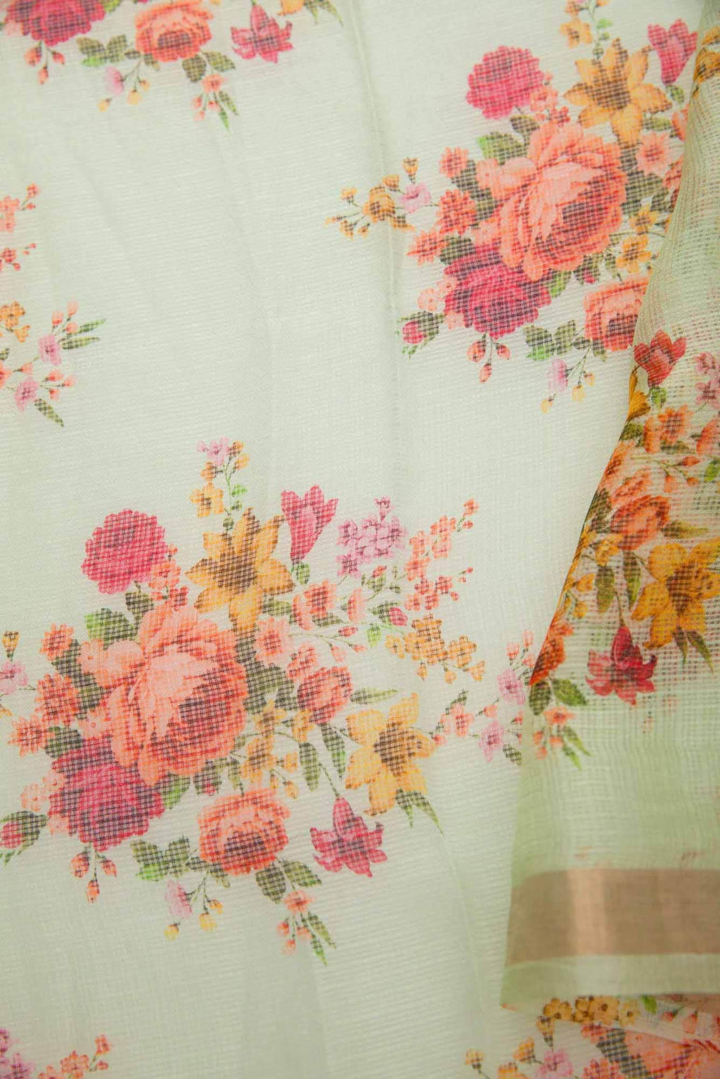 Pista Green Kota Silk Dress Material