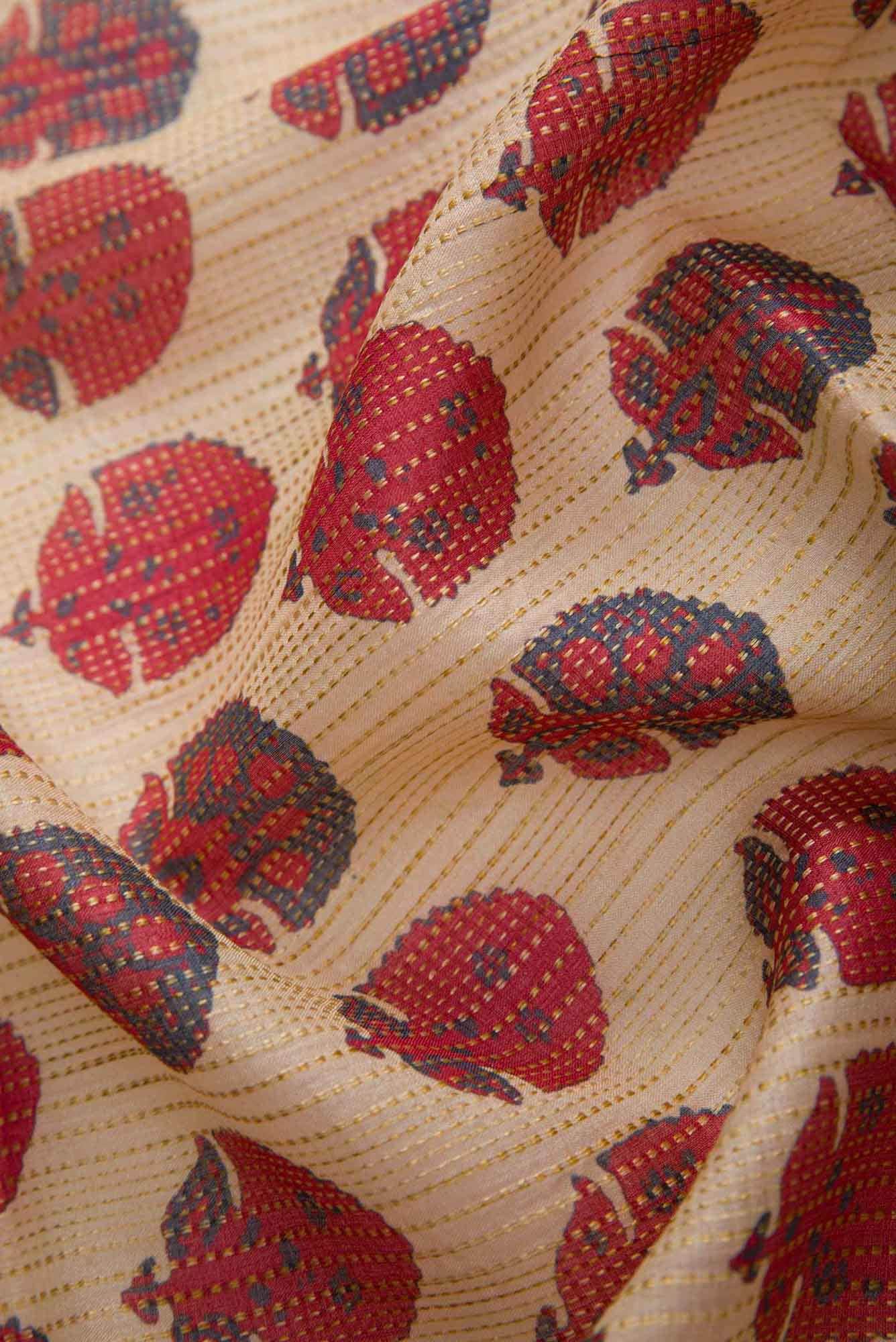 Sandal Tussar Silk Dress Material