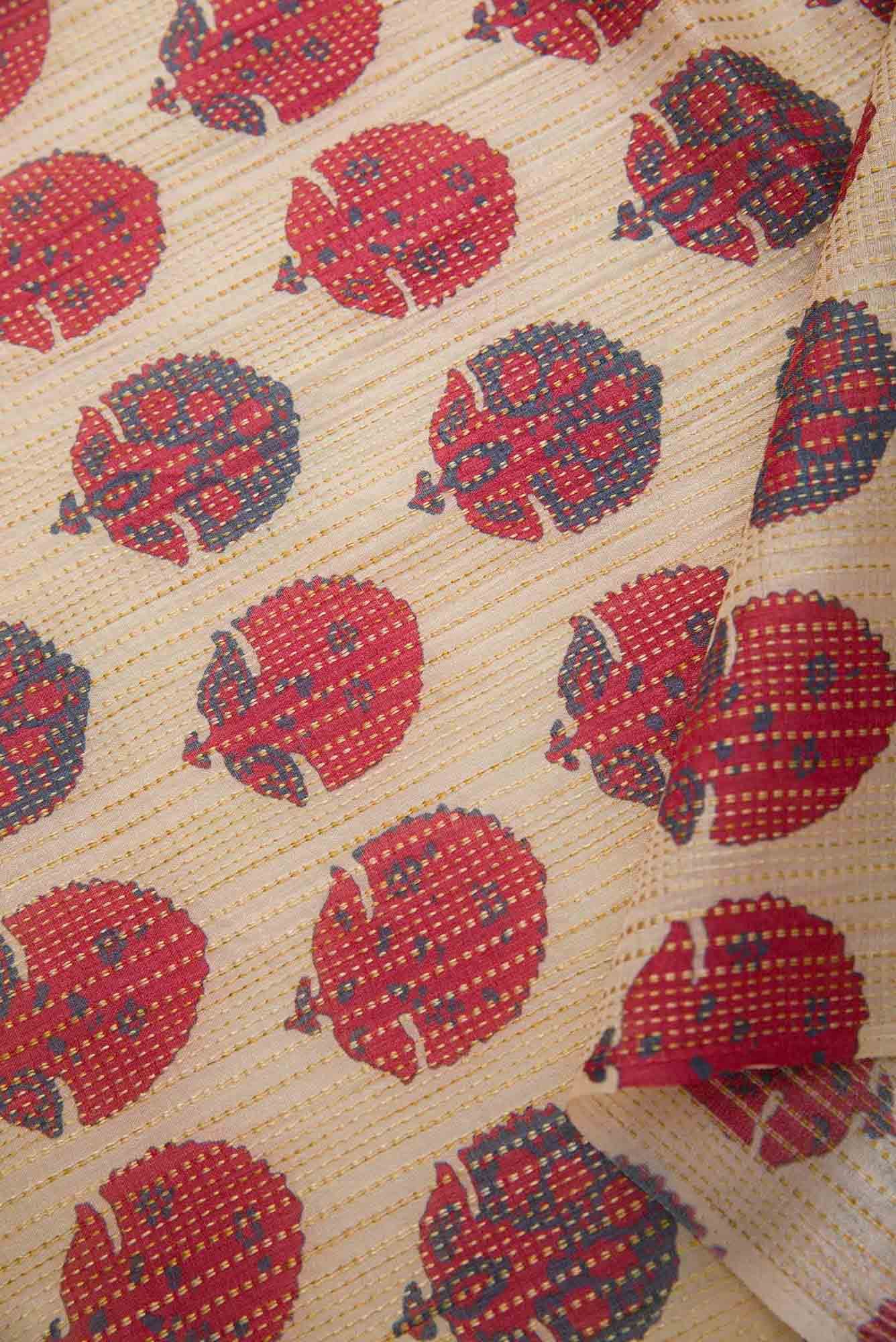 Sandal Tussar Silk Dress Material