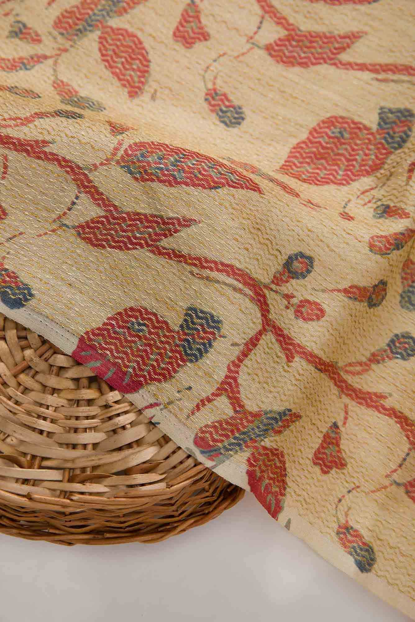 Sandal Tussar Silk Dress Material