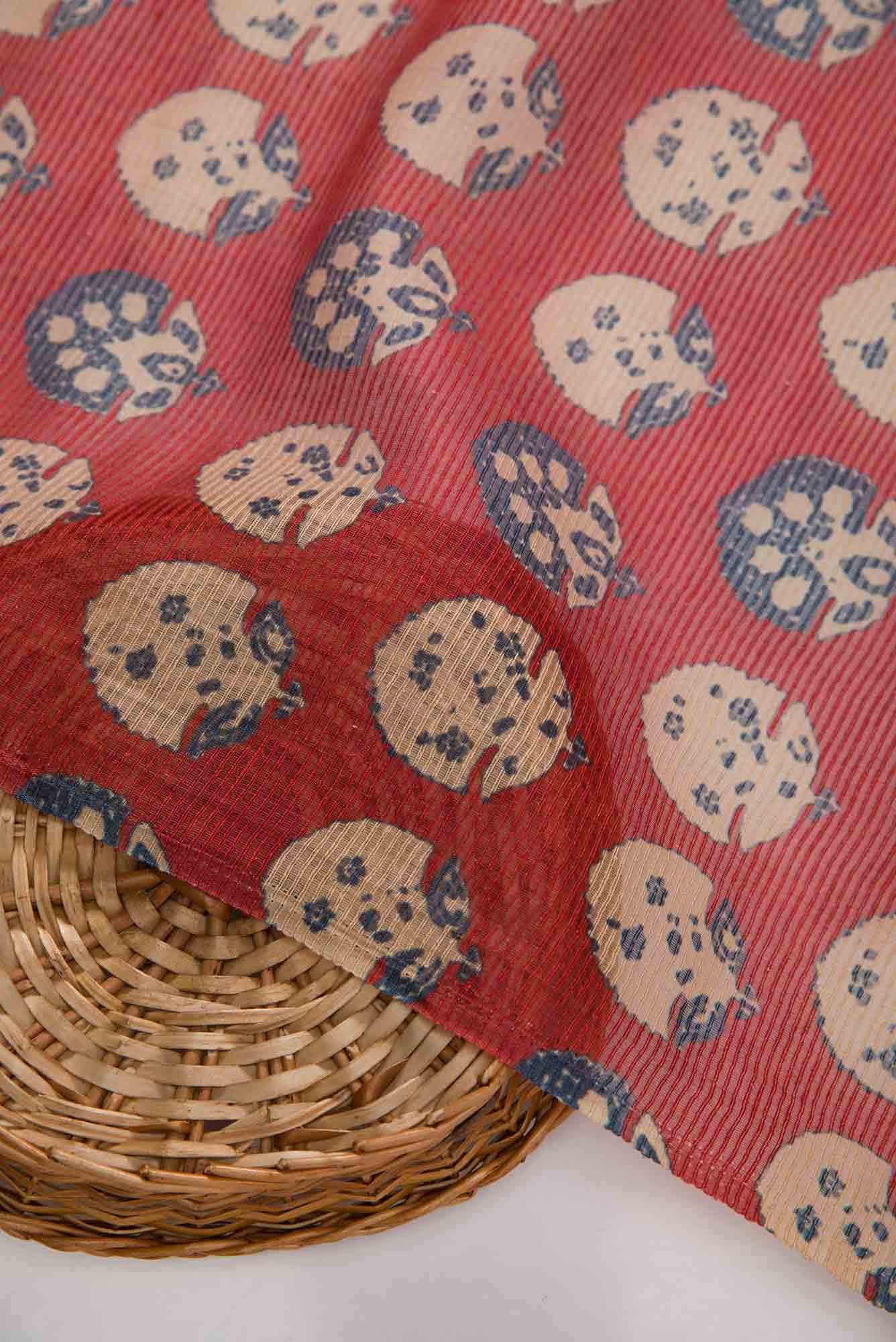 Maroon Tussar Silk Dress Material