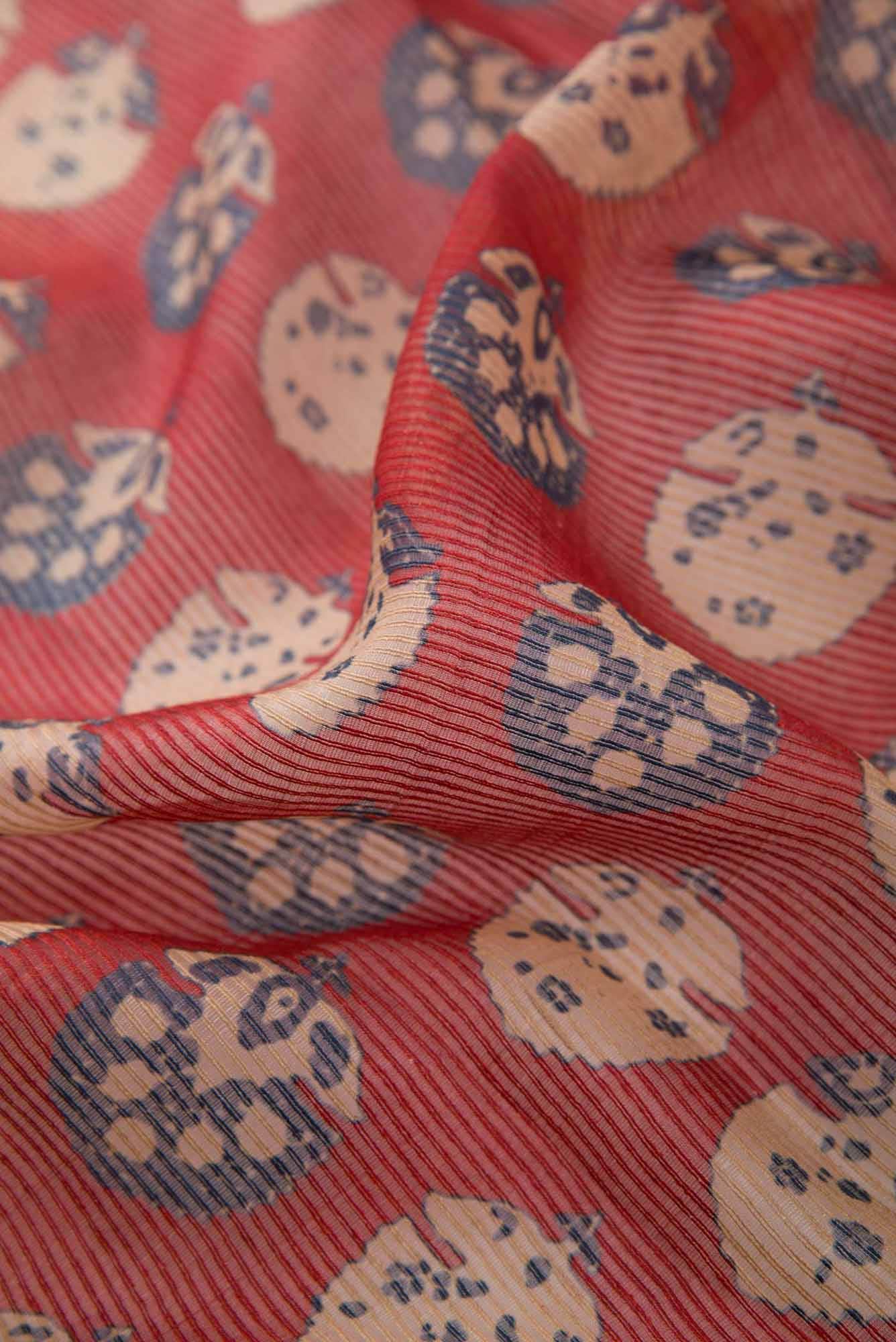 Maroon Tussar Silk Dress Material