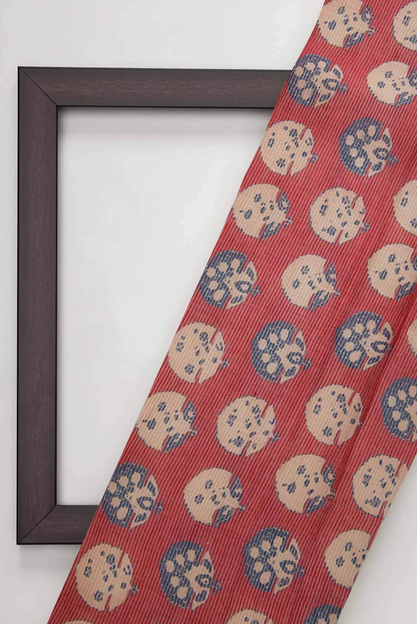 Maroon Tussar Silk Dress Material